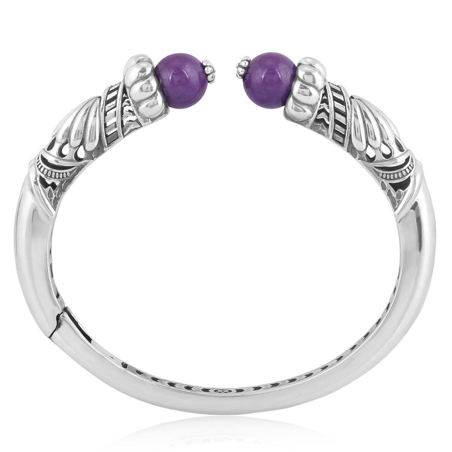 Sterling Silver Phosphosiderite Gemstone Hinged Cuff Bracelet Size Small