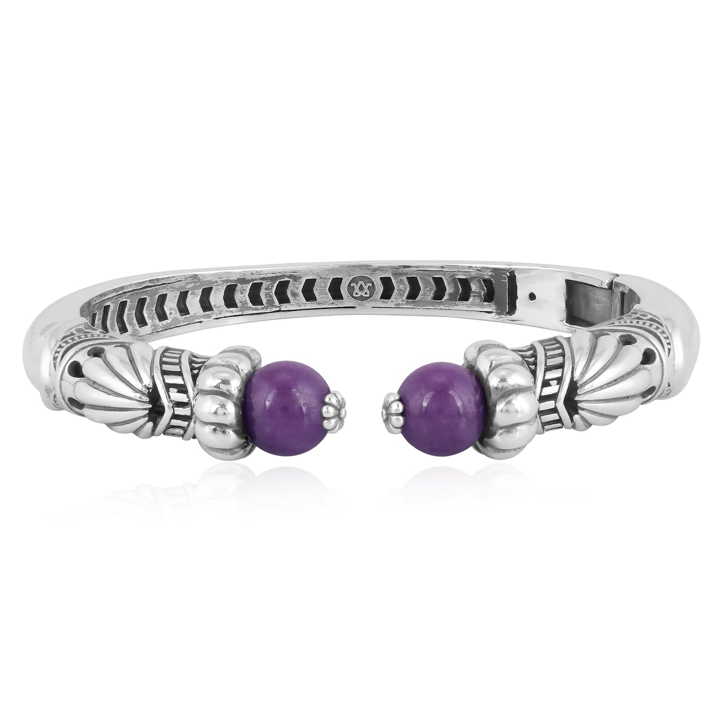 Sterling Silver Phosphosiderite Gemstone Hinged Cuff Bracelet Size Small