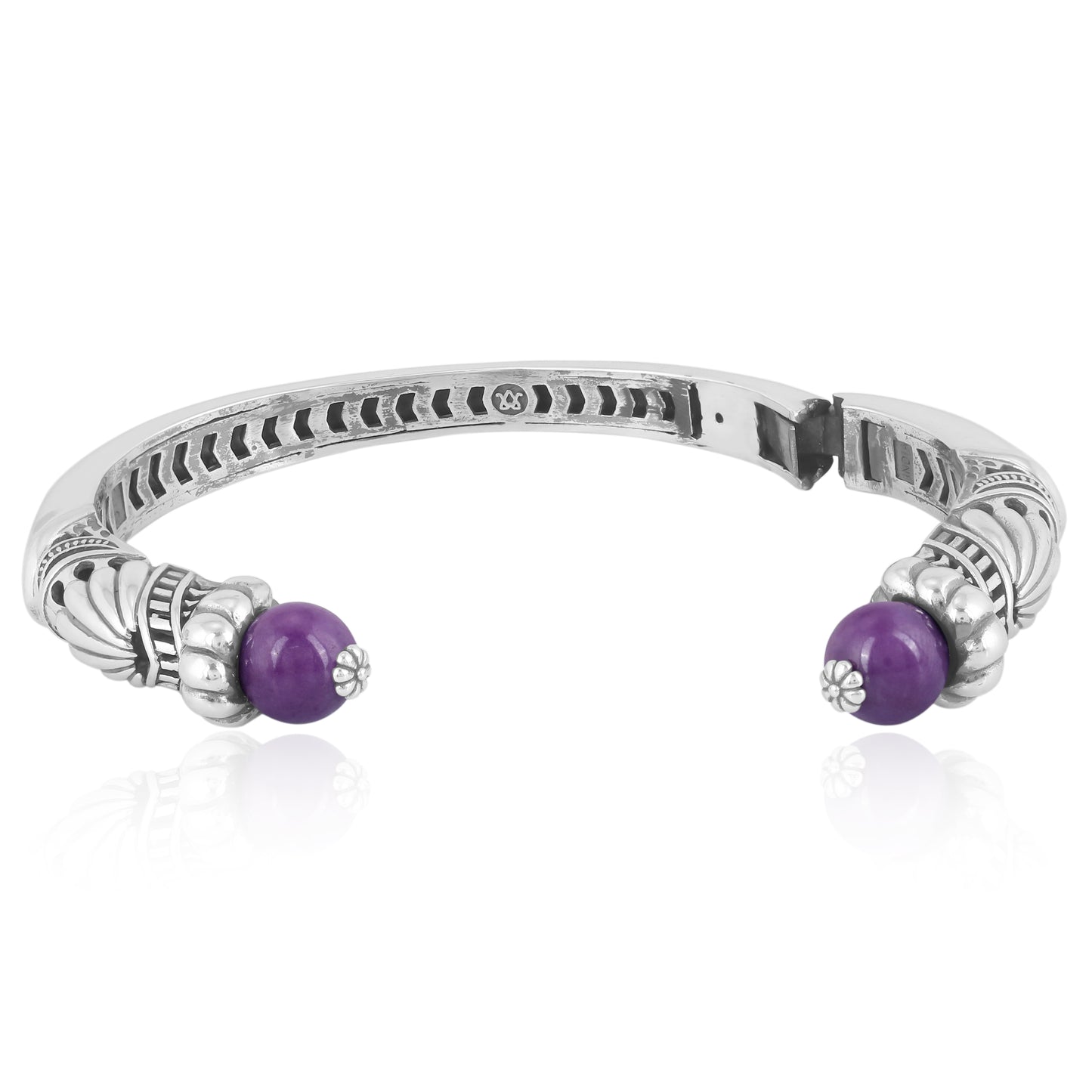 Sterling Silver Phosphosiderite Gemstone Hinged Cuff Bracelet Size Small