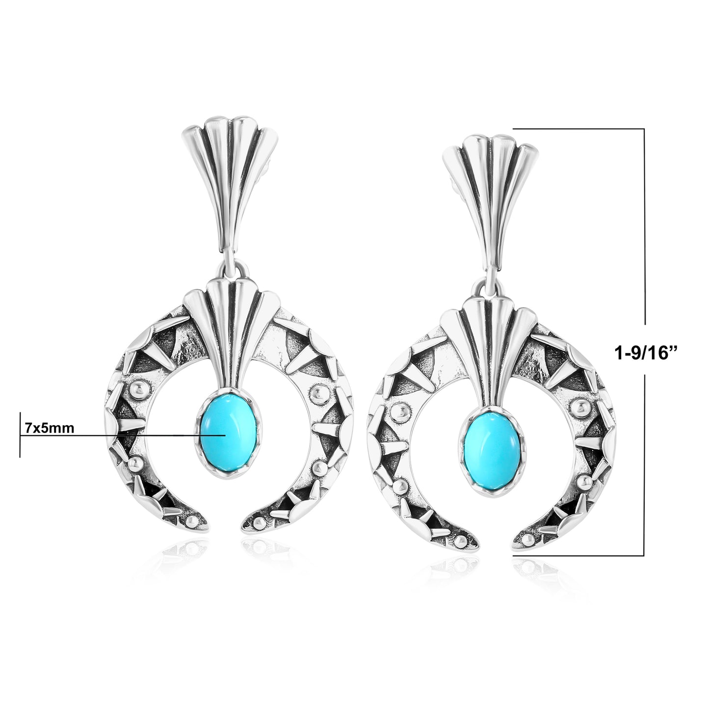 Sterling Silver Sleeping Beauty Turquoise Fritz Casuse Oval Gemstone Naja Earrings