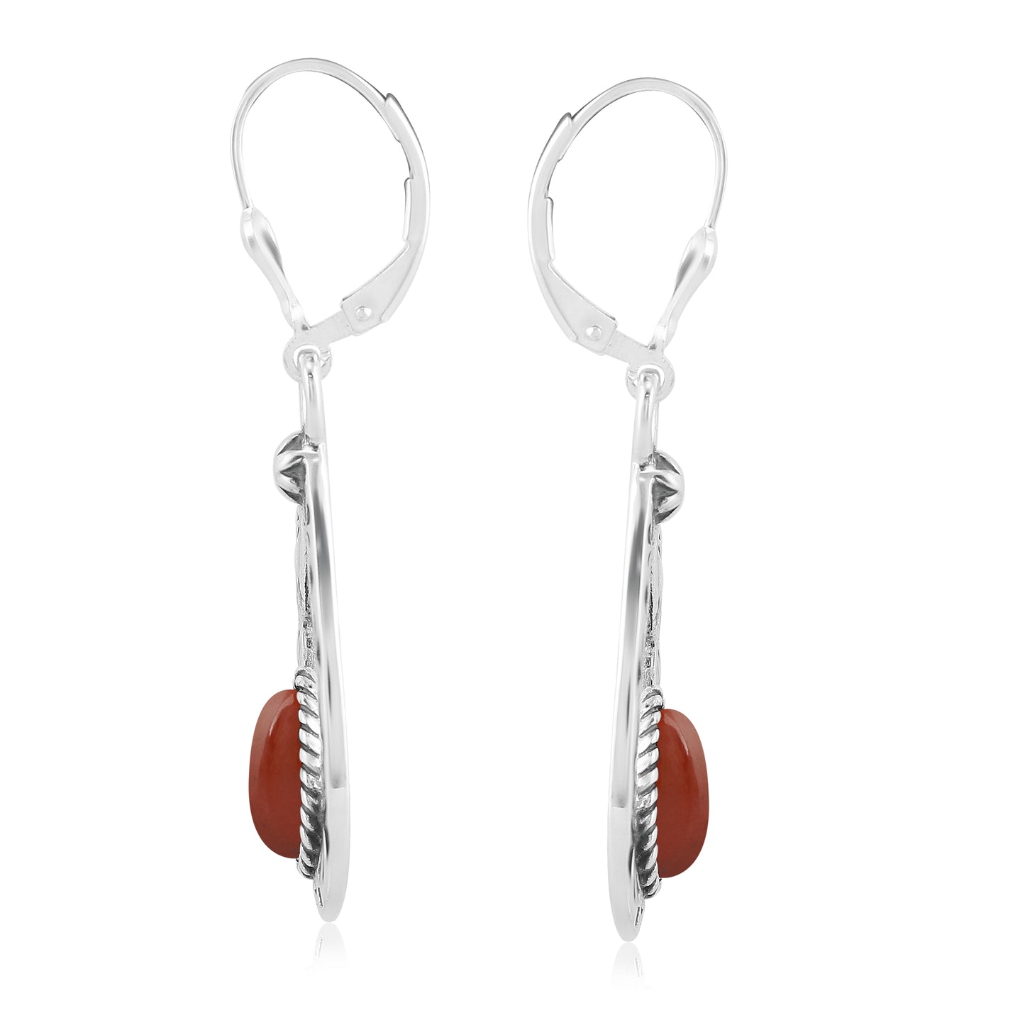 EXCLUSIVELY OURS! Sterling Silver Red Onyx Gemstone Open Teardrop Dangle Earrings