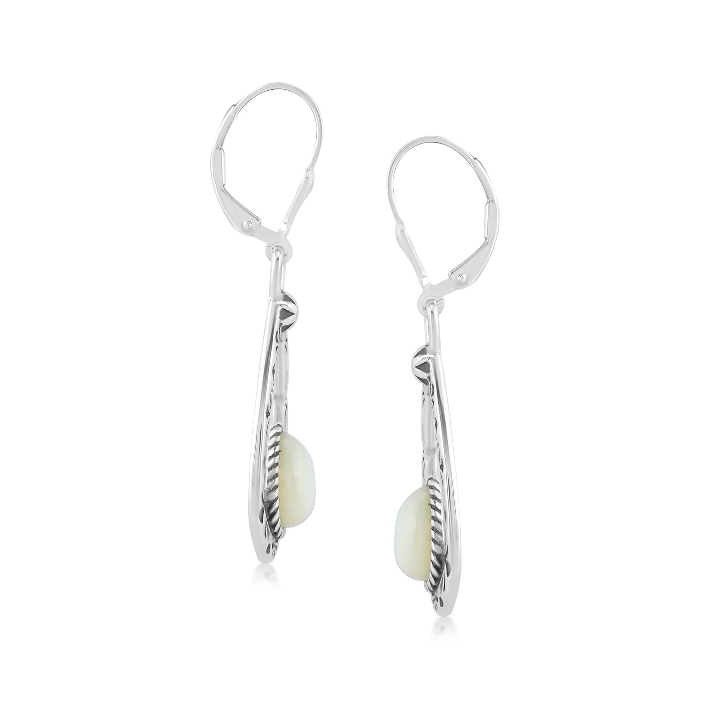 EXCLUSIVELY OURS! Sterling Silver White Mother of Pearl Pear Shaped Dangle Earrings