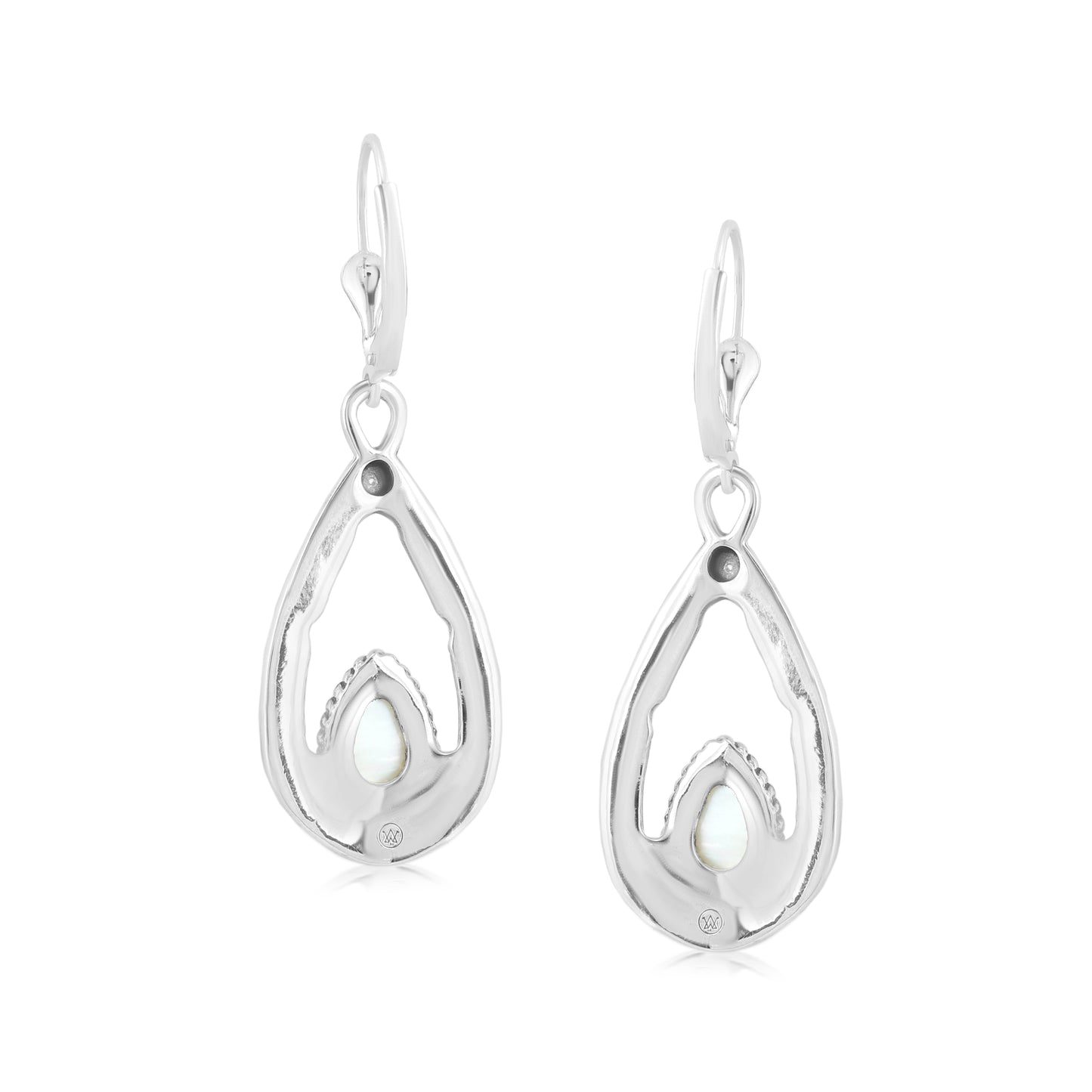 EXCLUSIVELY OURS! Sterling Silver White Mother of Pearl Pear Shaped Dangle Earrings