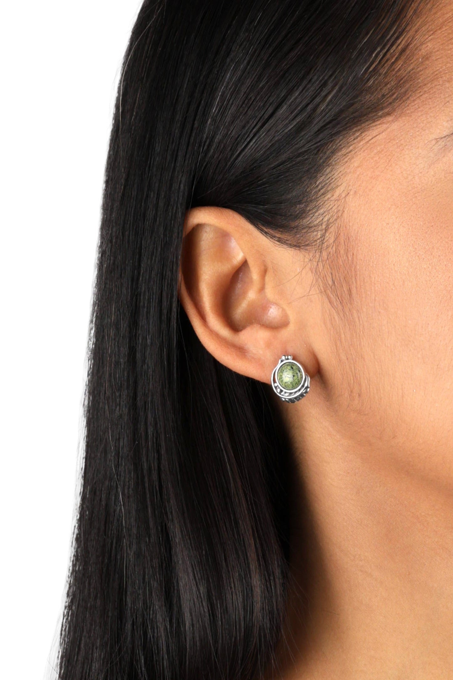 EXCLUSIVELY OURS! Sterling Silver Serpentine Leaf Design Button Earrings