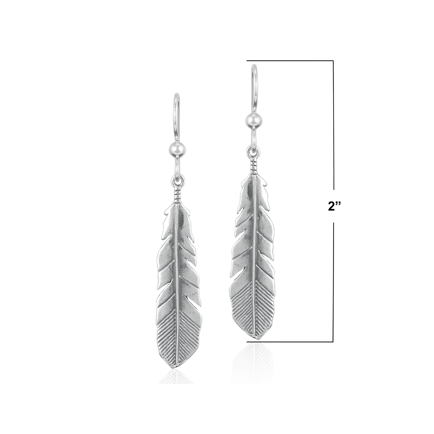 Sterling Silver Feather Dangle Earrings
