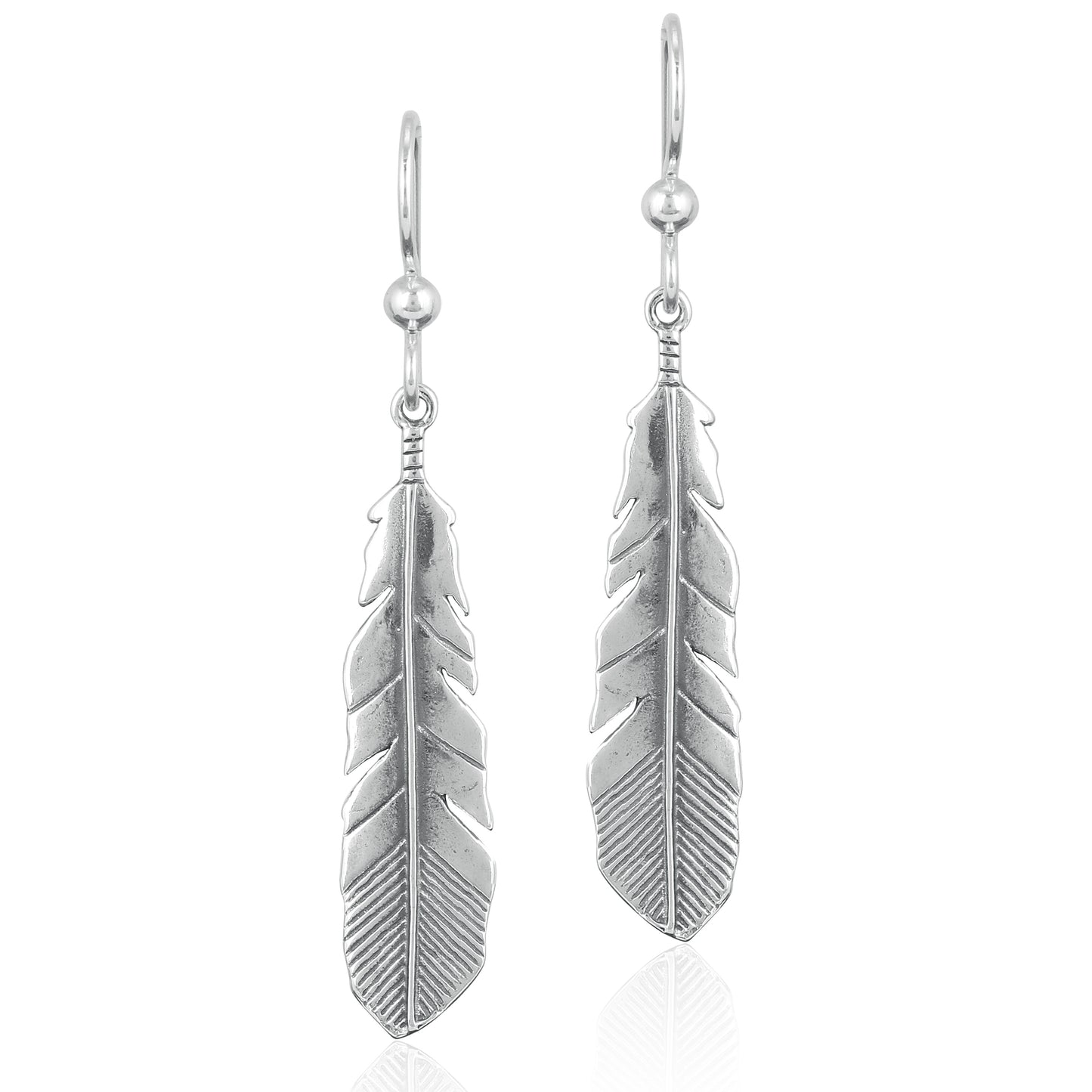 Sterling Silver Feather Dangle Earrings