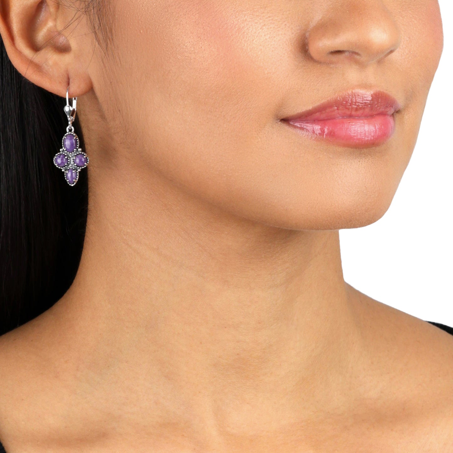 EXCLUSIVELY OURS! Sterling Silver Charoite Lever Back Dangle Earrings