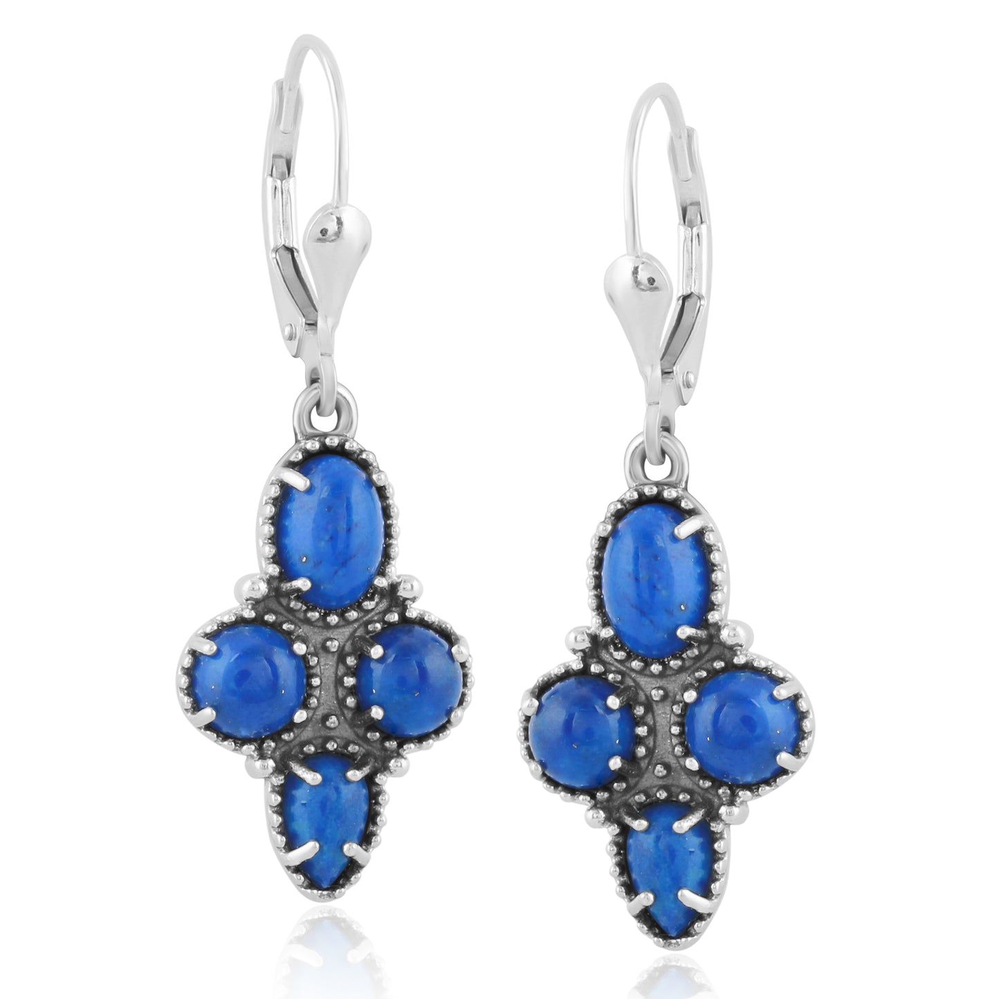 Sterling Silver Lapis Lazuli Lever Back Earrings