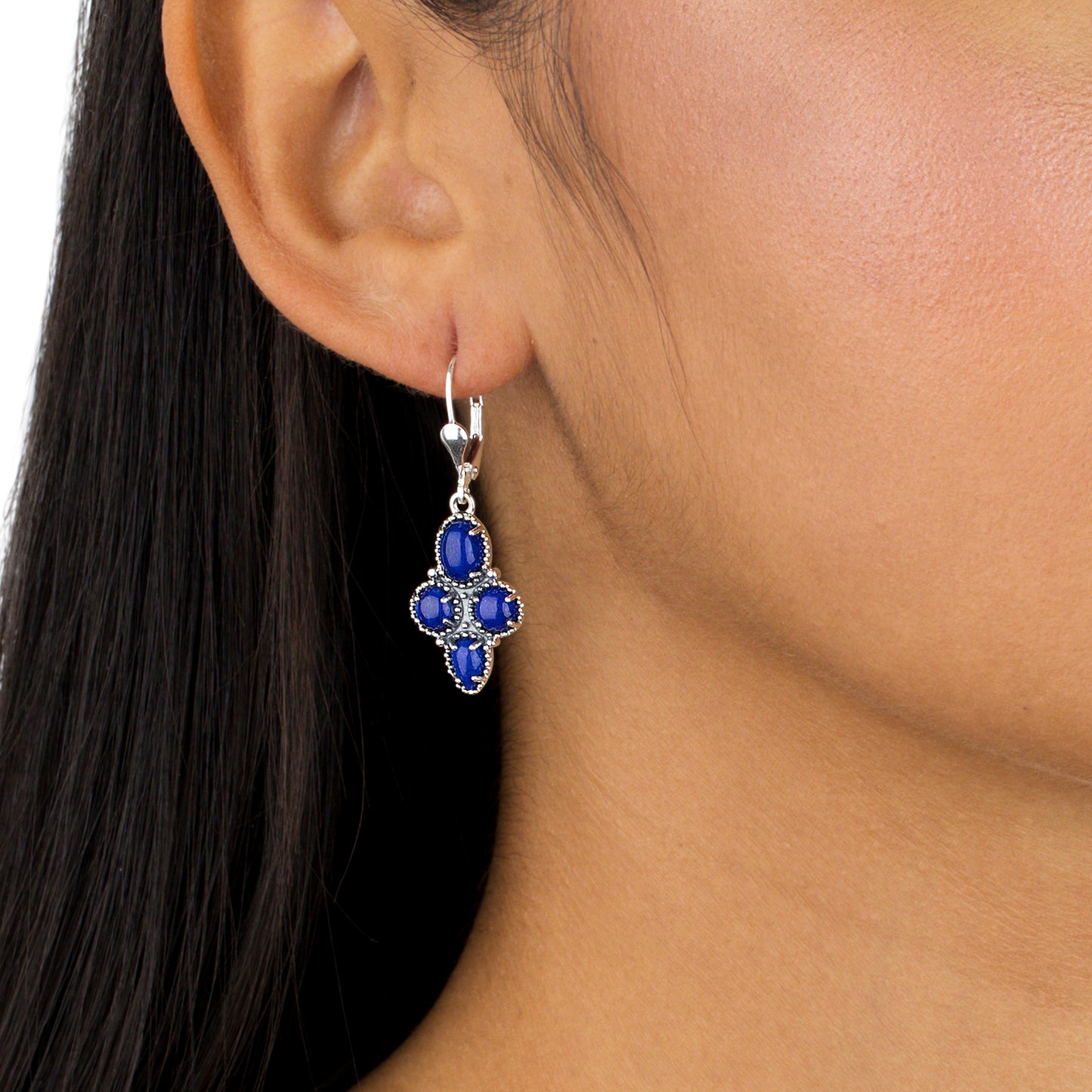 Sterling Silver Lapis Lazuli Lever Back Earrings