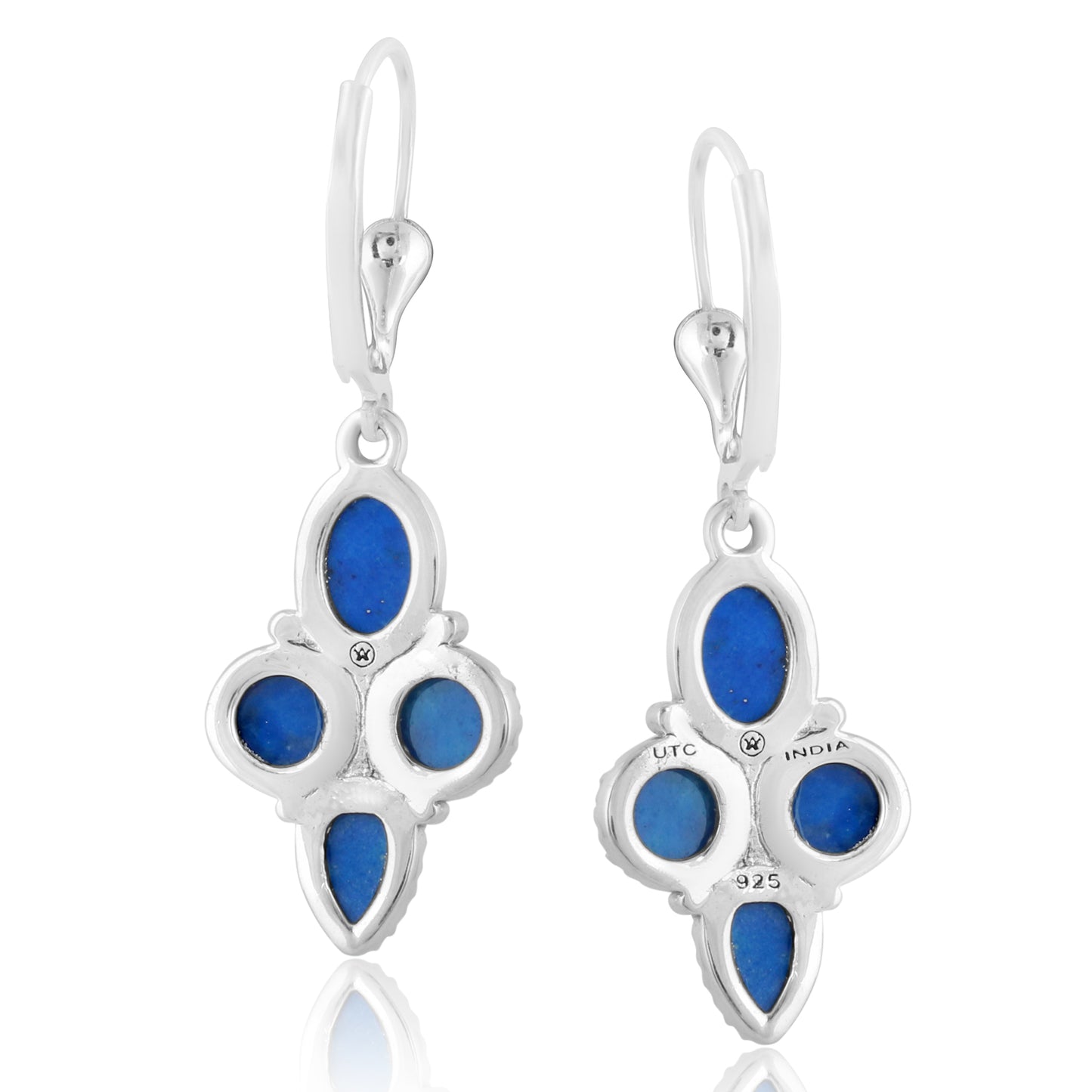 Sterling Silver Lapis Lazuli Lever Back Earrings