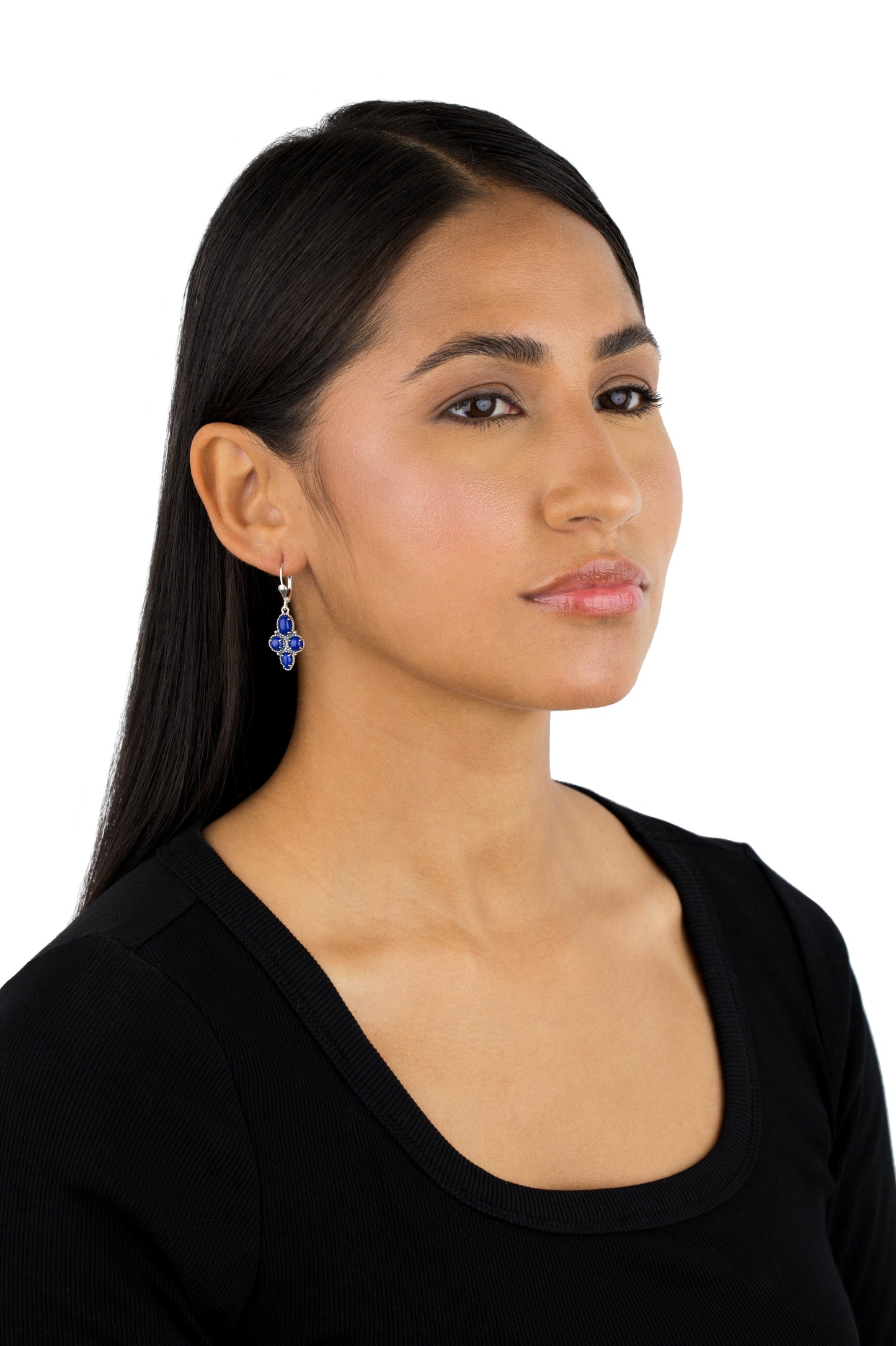 Sterling Silver Lapis Lazuli Lever Back Earrings