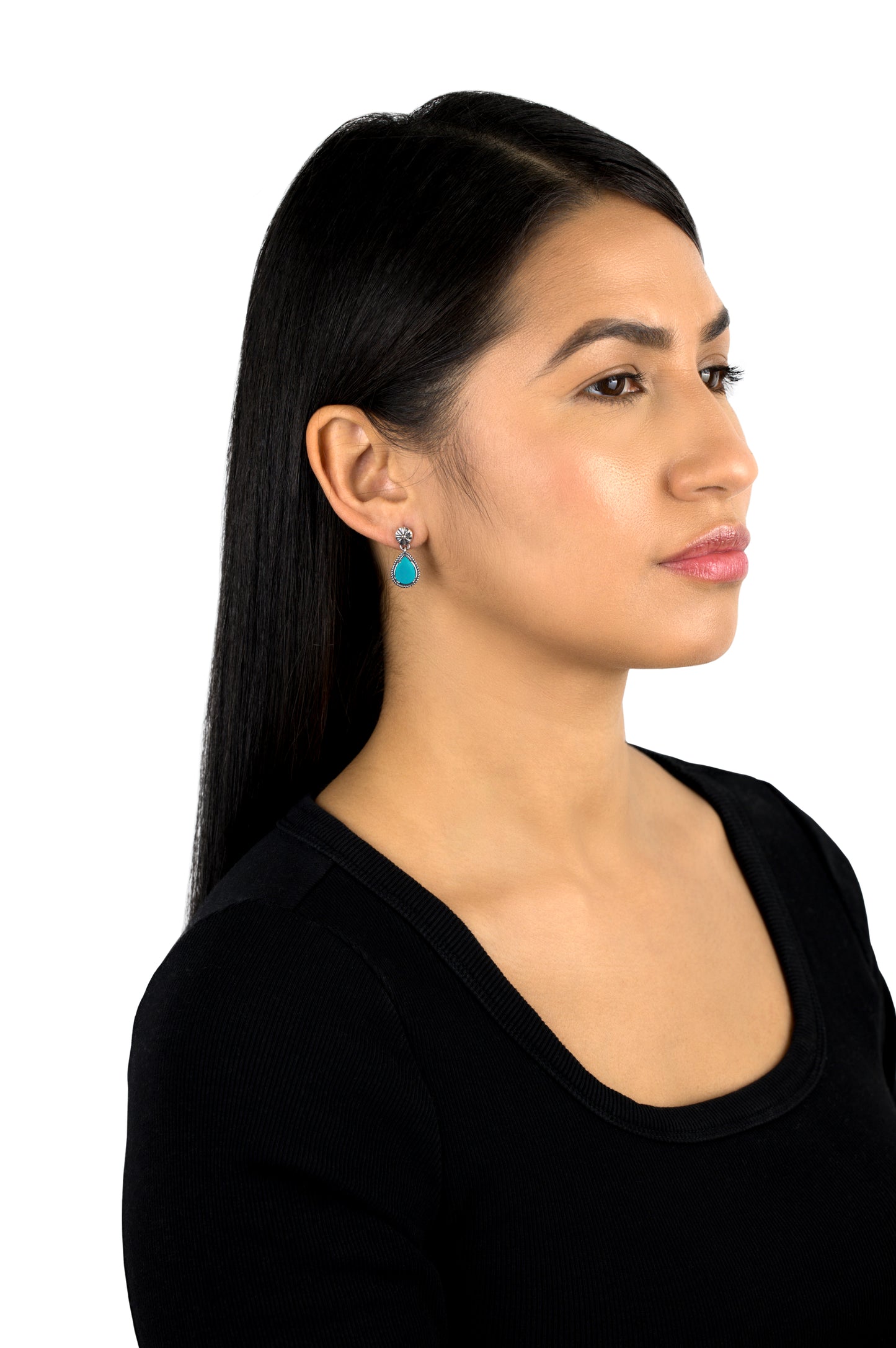 Sterling Silver Sleeping Beauty Turquoise Pear Drop Earrings