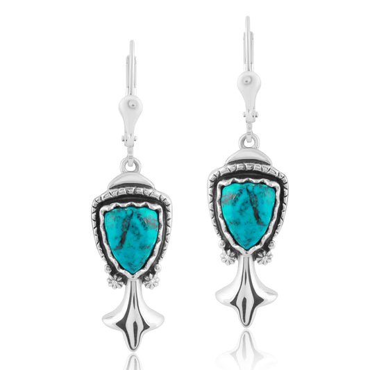 Genuine Chrysocolla Sterling Silver Drop Earrings