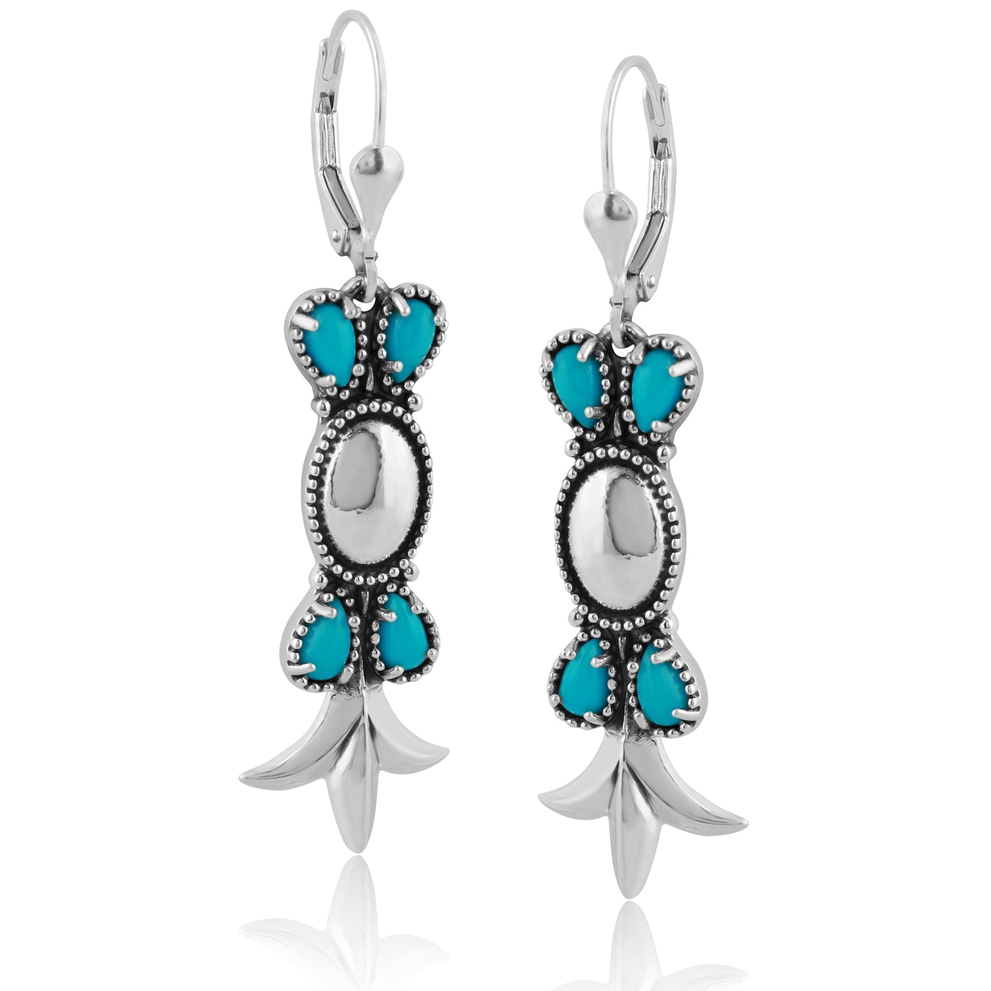 Sterling Silver Sleeping Beauty Turquoise Lever Back Earrings