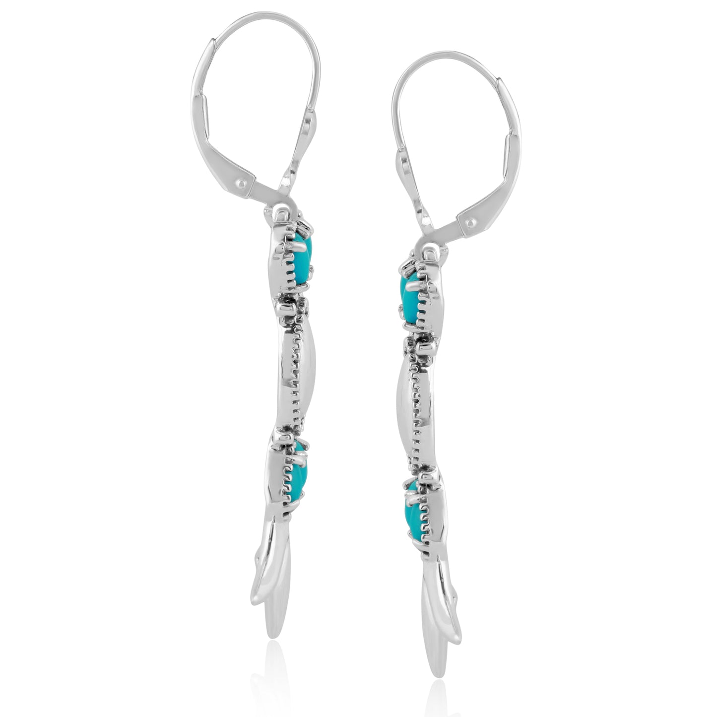 Sterling Silver Sleeping Beauty Turquoise Lever Back Earrings