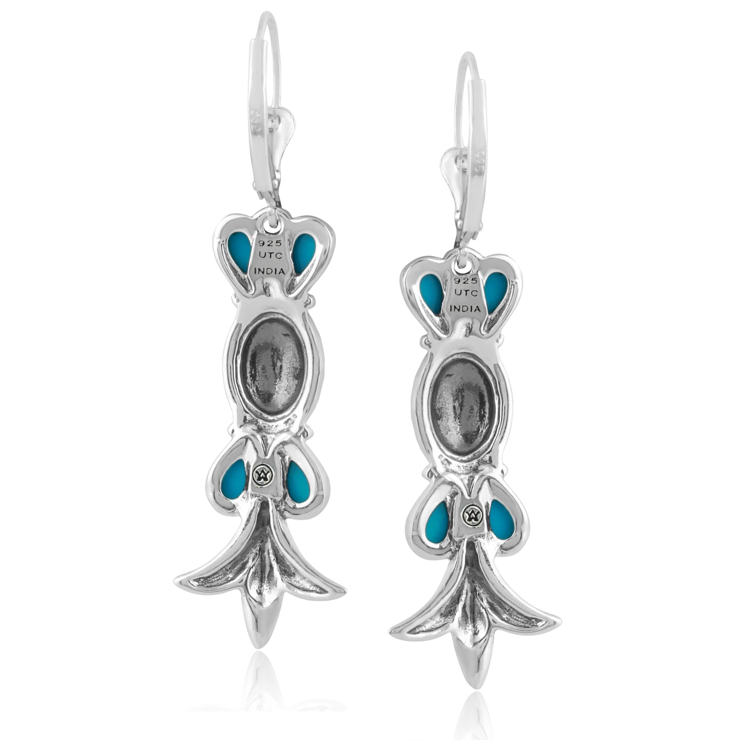 Sterling Silver Sleeping Beauty Turquoise Lever Back Earrings