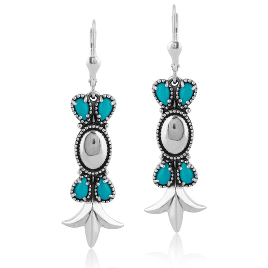 Sterling Silver Sleeping Beauty Turquoise Lever Back Earrings