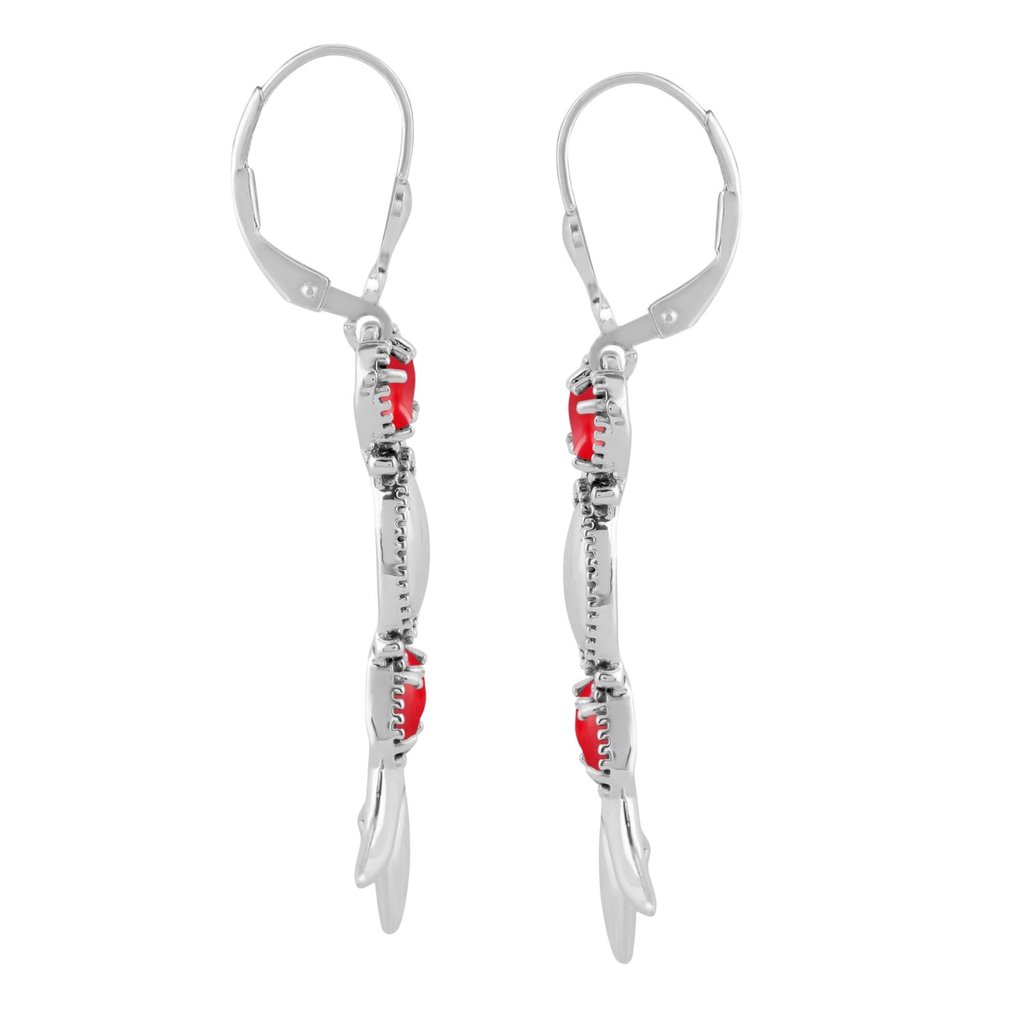 Sterling Silver Red Coral Squash Blossom Dangle Earrings