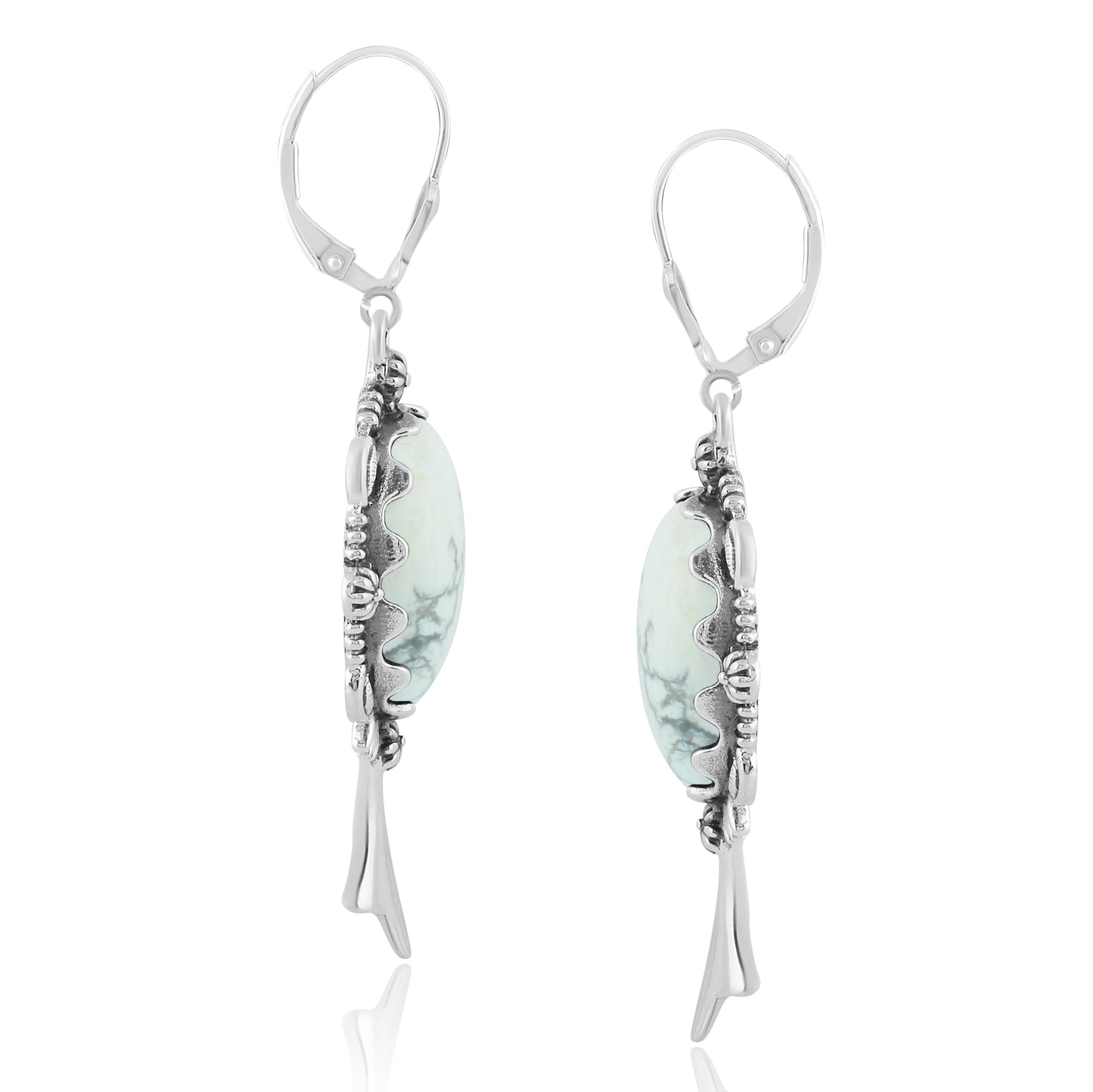 Sterling Silver White Howlite Dangle Earrings