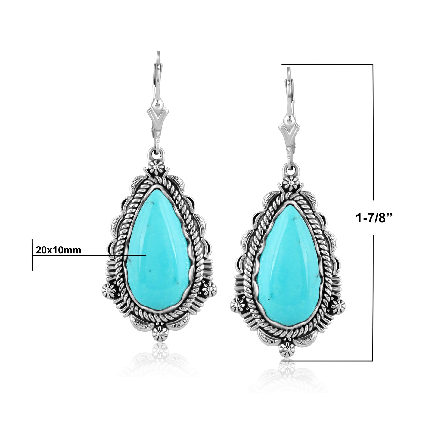 Sterling Silver Kingman Turquoise Pear-Shaped Dangle Earrings