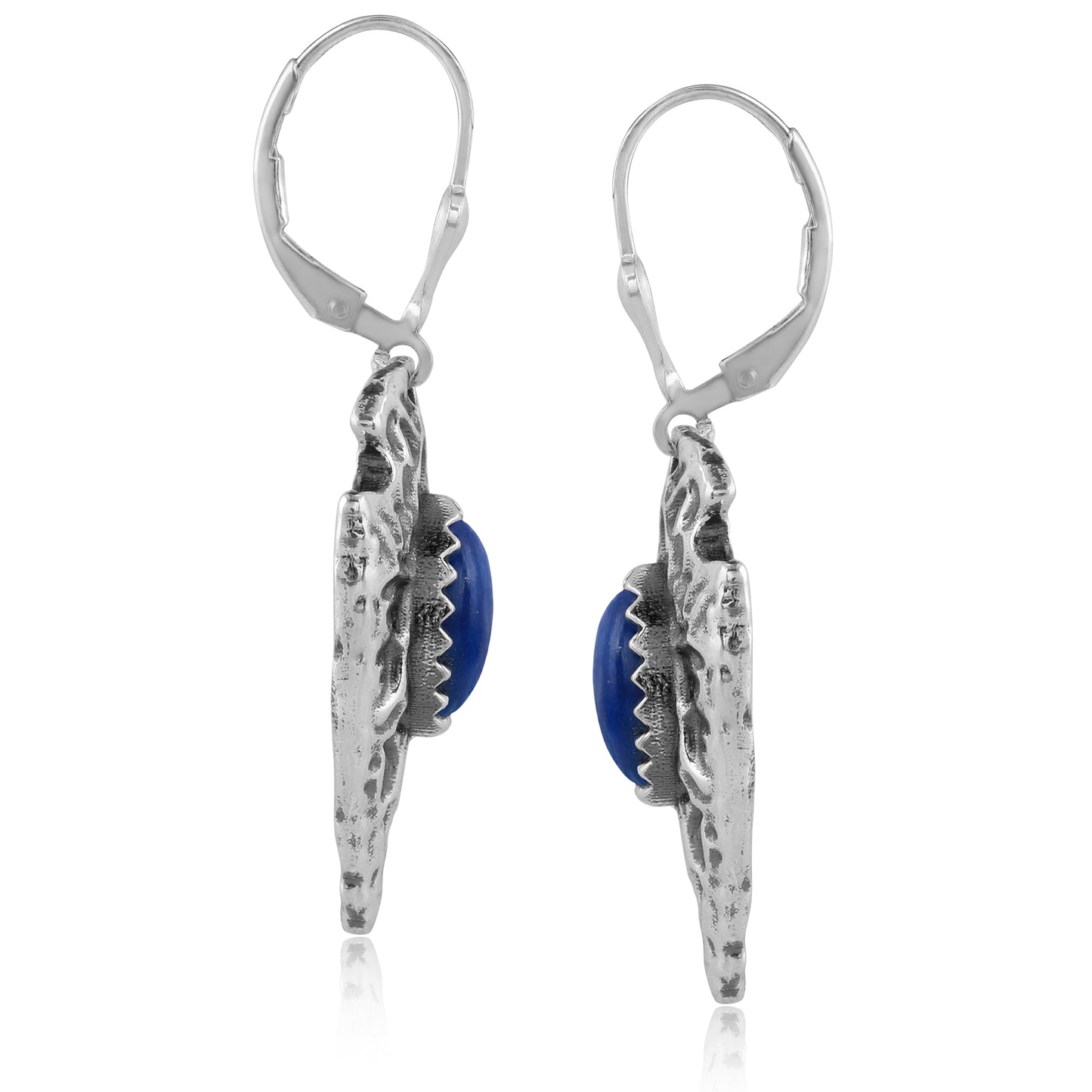 Sterling Silver Fritz Casuse Arrowhead Lapis Lazuli Gemstone Lever Back Earrings