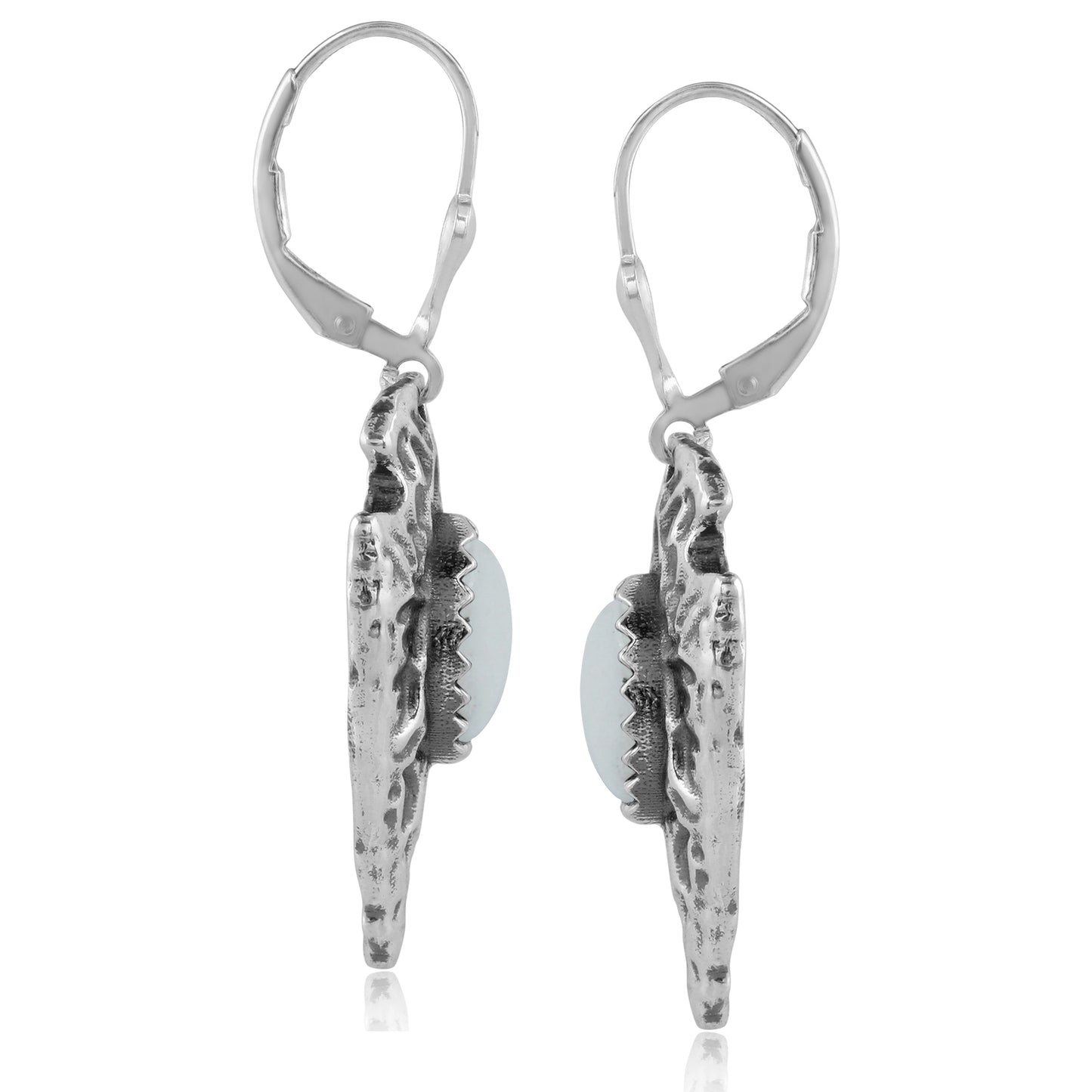 Sterling Silver Fritz Casuse Arrowhead White Agate Gemstone Lever Back Earrings