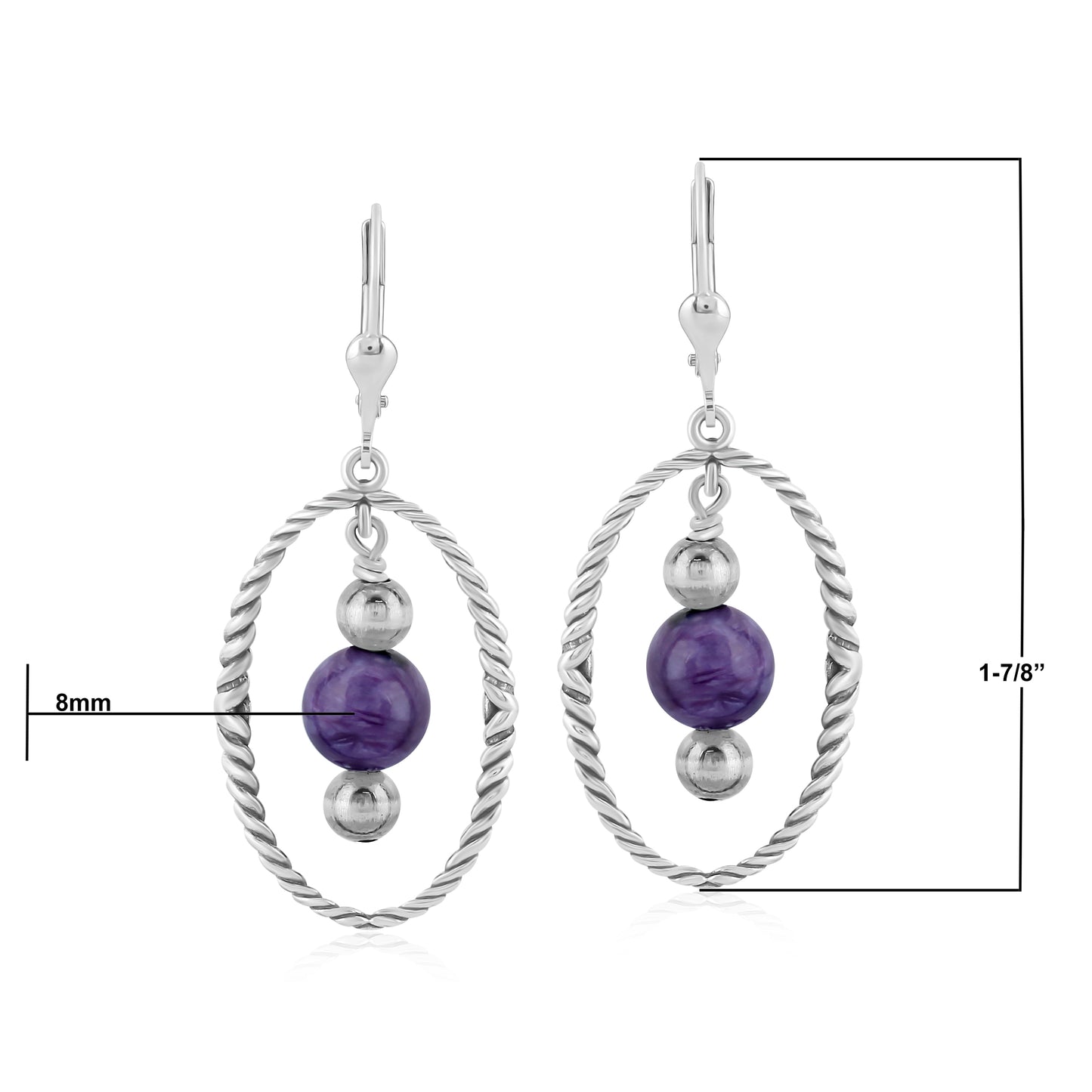 EXCLUSIVELY OURS! Southwestern Sterling Silver Rope and Charoite Bead Drop Earrings