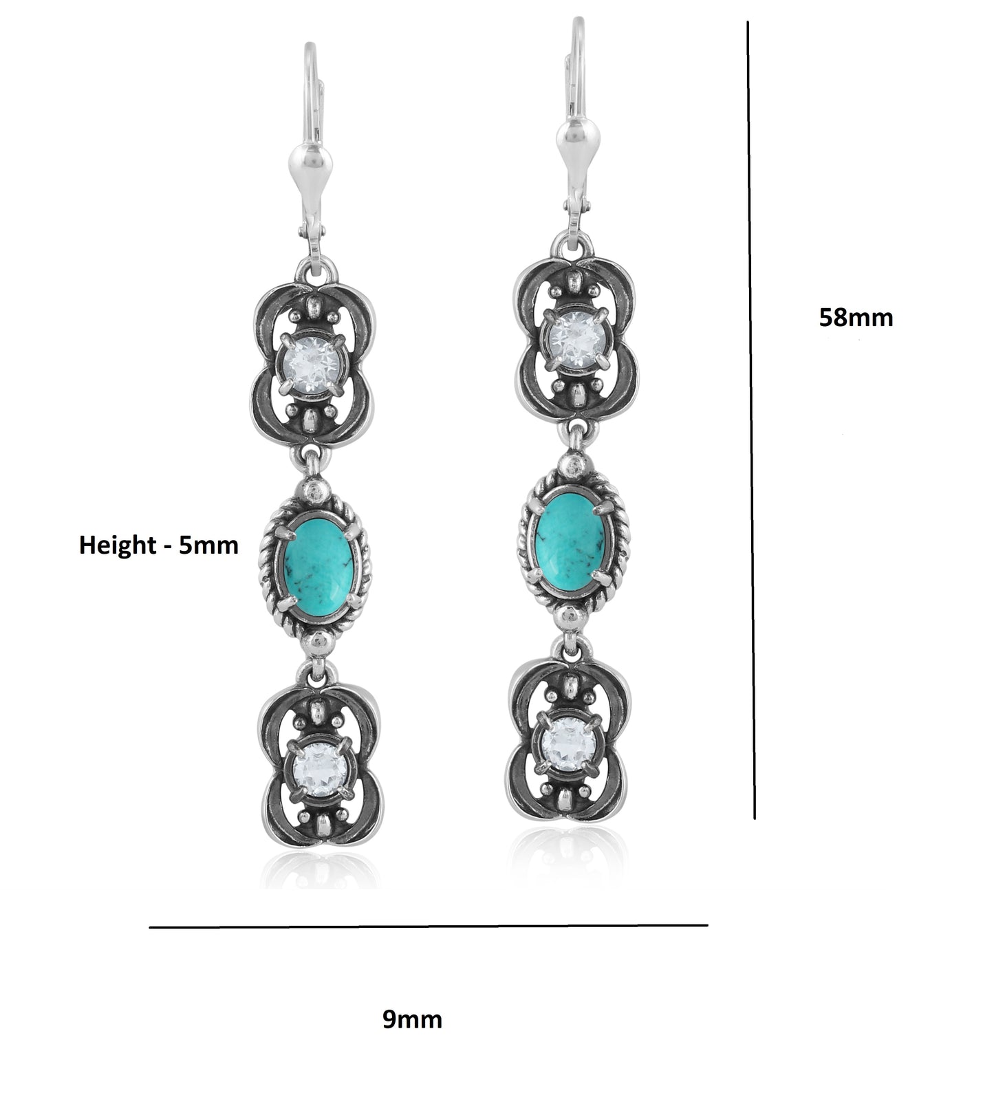 EXCLUSIVELY OURS! Sterling Silver Kingman Turquoise and White Topaz Dangle Earrings