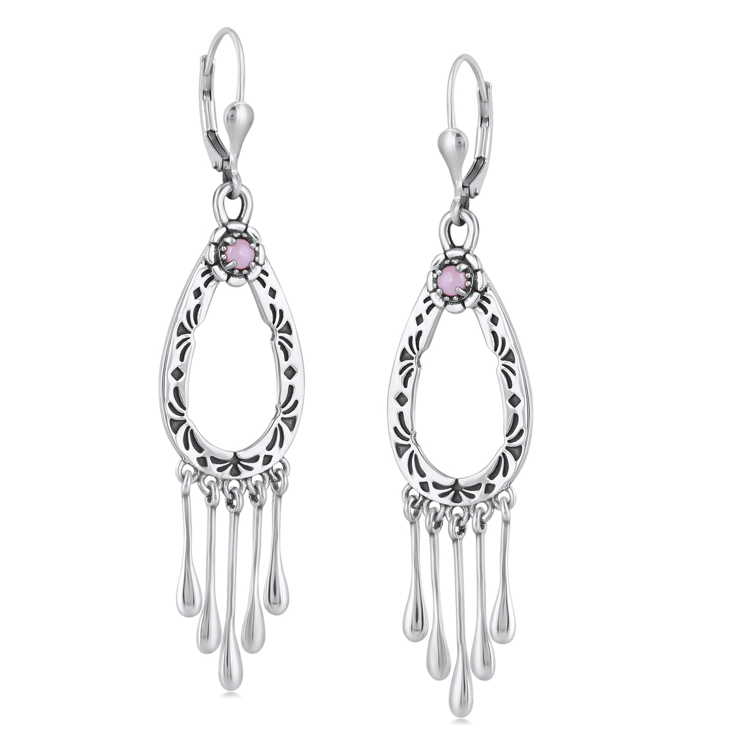 EXCLUSIVELY OURS! Sterling Silver Pink Opal Open Teardrop Lever Back Earrings