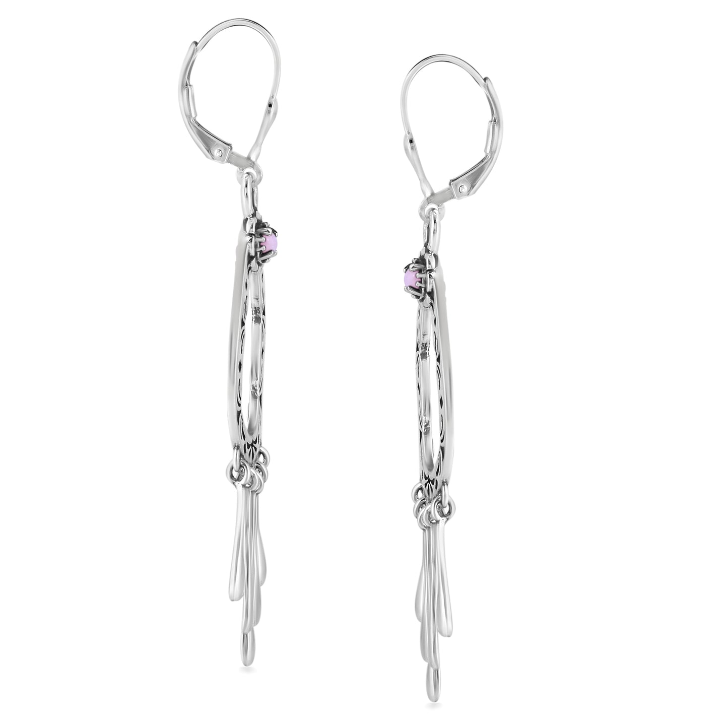 EXCLUSIVELY OURS! Sterling Silver Pink Opal Open Teardrop Lever Back Earrings