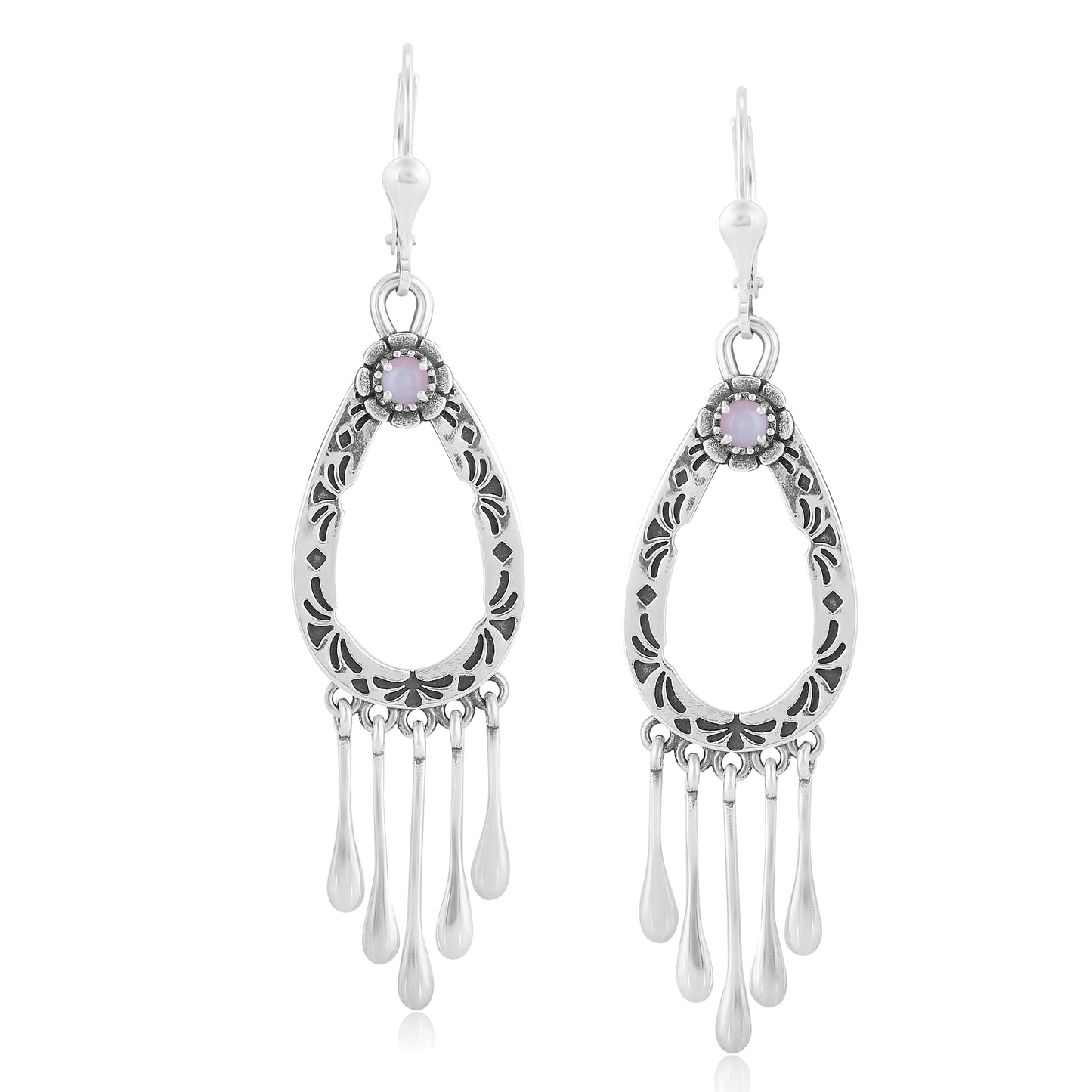 EXCLUSIVELY OURS! Sterling Silver Pink Opal Open Teardrop Lever Back Earrings