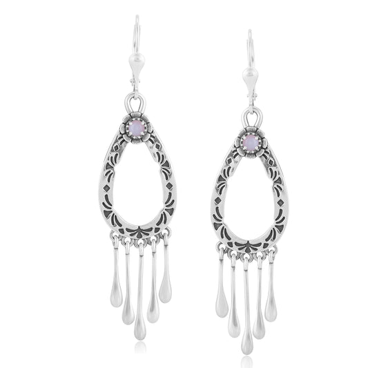 EXCLUSIVELY OURS! Sterling Silver Pink Opal Open Teardrop Lever Back Earrings