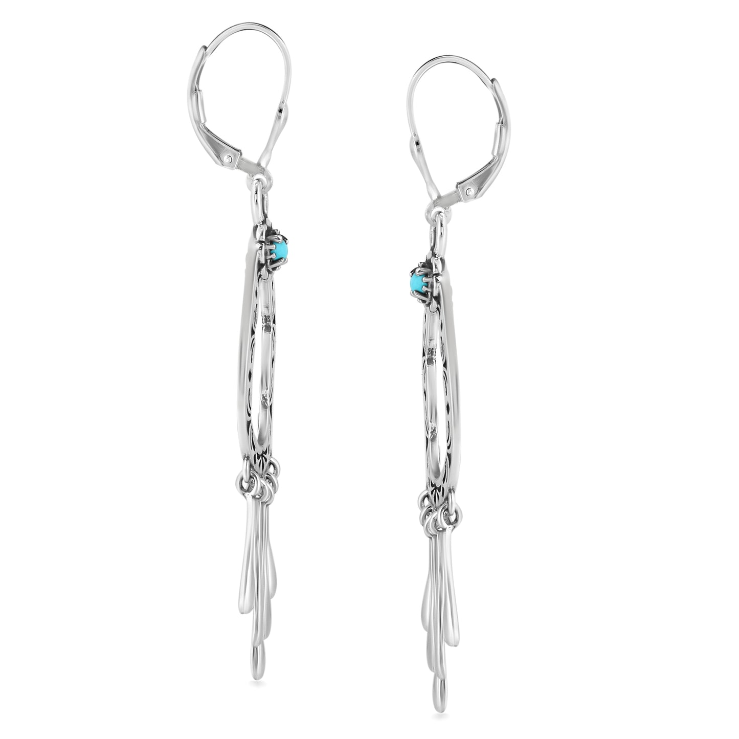 EXCLUSIVELY OURS! Sterling Silver Sleeping Beauty Turquoise Open Teardrop Dangle Earrings