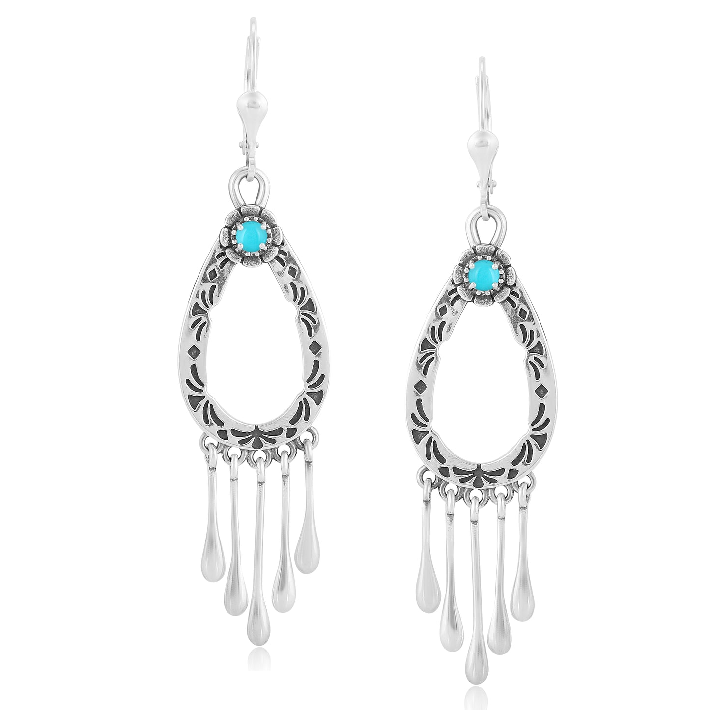EXCLUSIVELY OURS! Sterling Silver Sleeping Beauty Turquoise Open Teardrop Dangle Earrings