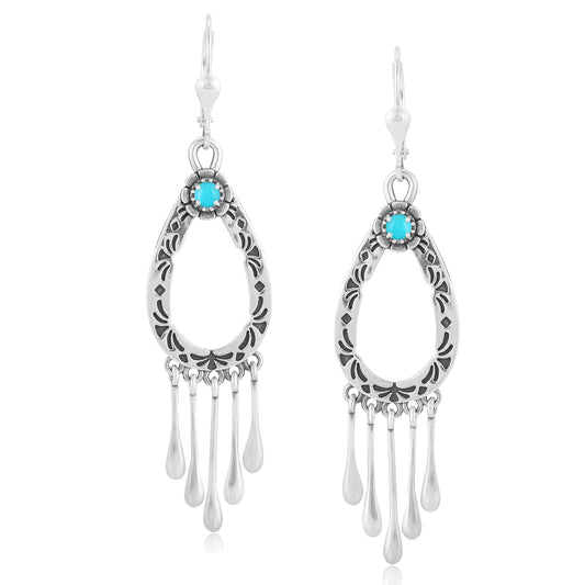 EXCLUSIVELY OURS! Sterling Silver Sleeping Beauty Turquoise Open Teardrop Dangle Earrings
