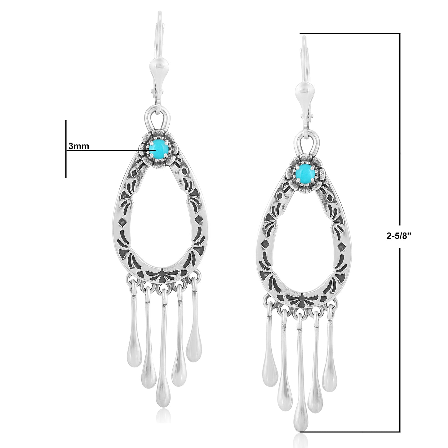 EXCLUSIVELY OURS! Sterling Silver Sleeping Beauty Turquoise Open Teardrop Dangle Earrings