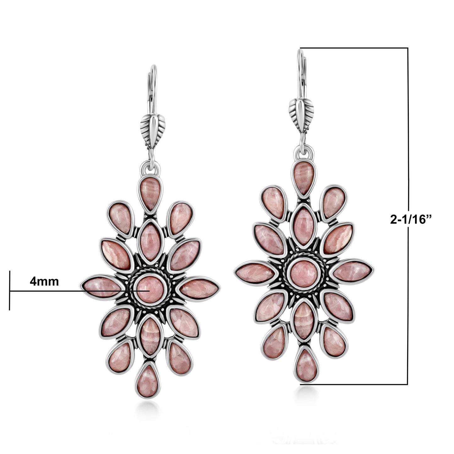 EXCLUSIVELY OURS! Sterling Silver Rhodochrosite Cluster Dangle Earrings