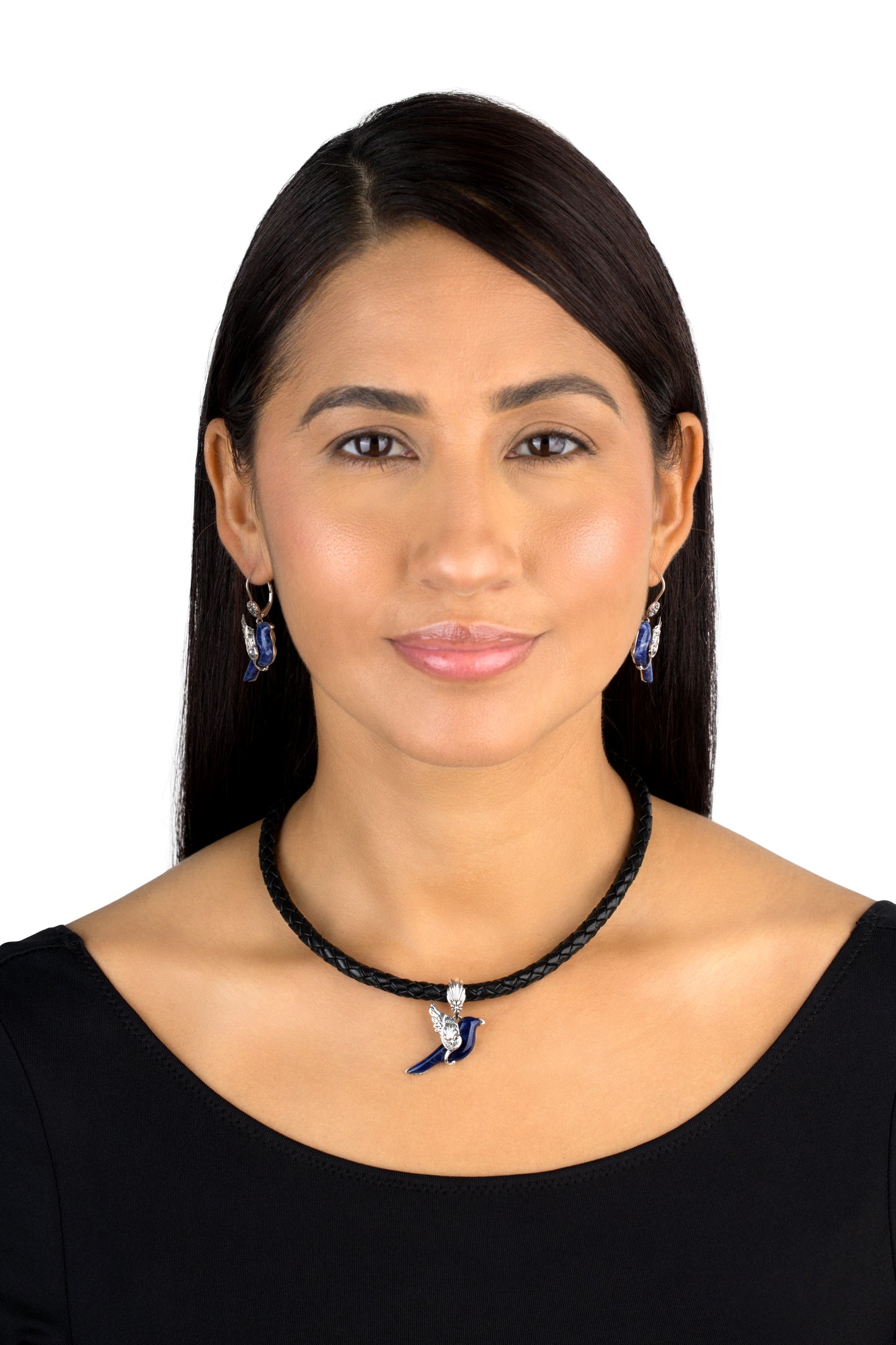 Sterling Silver Sodalite Spirit Bird Lever Back Earrings