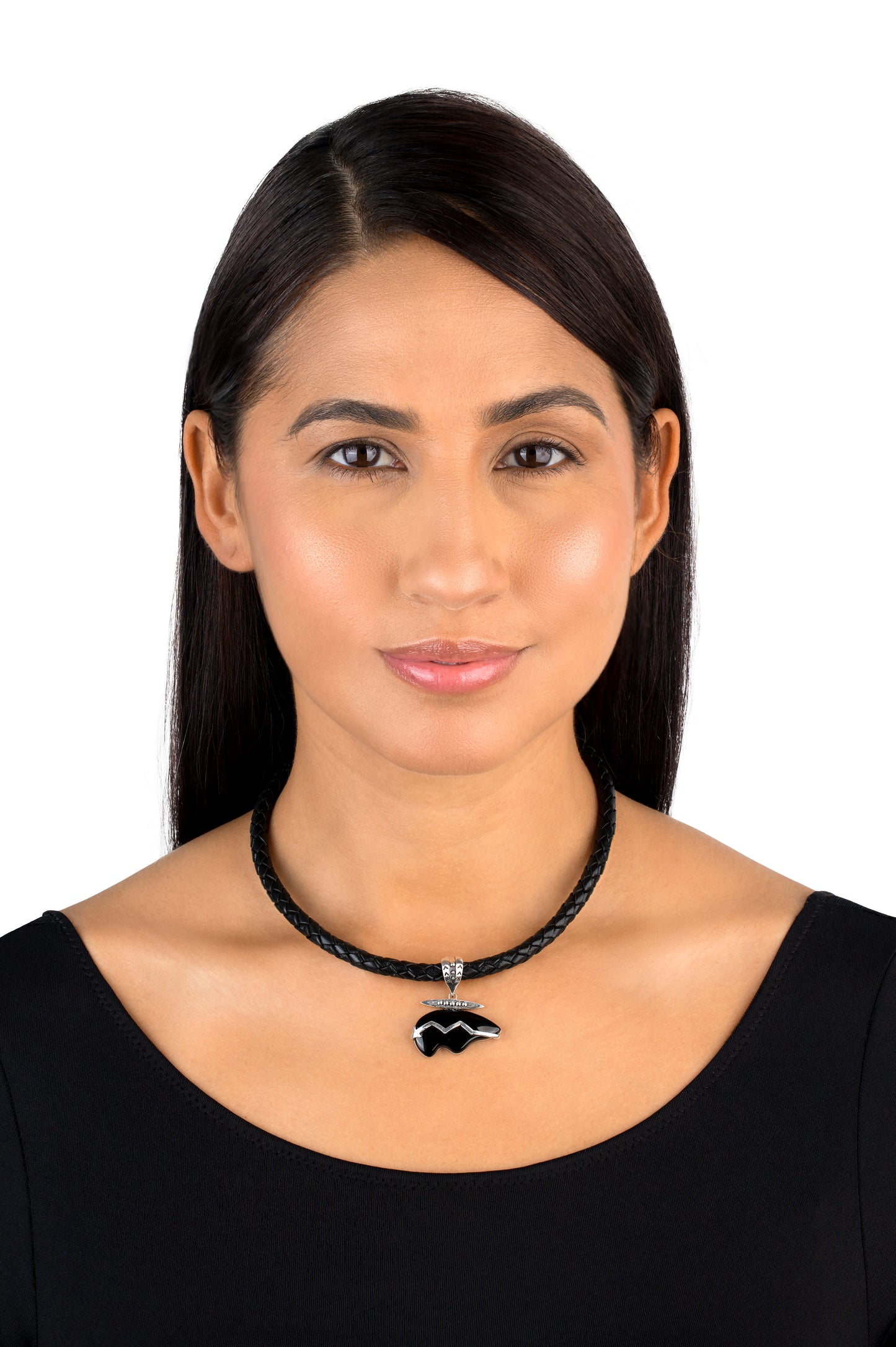 Sterling Silver Black Onyx Bear Pendant Enhancer