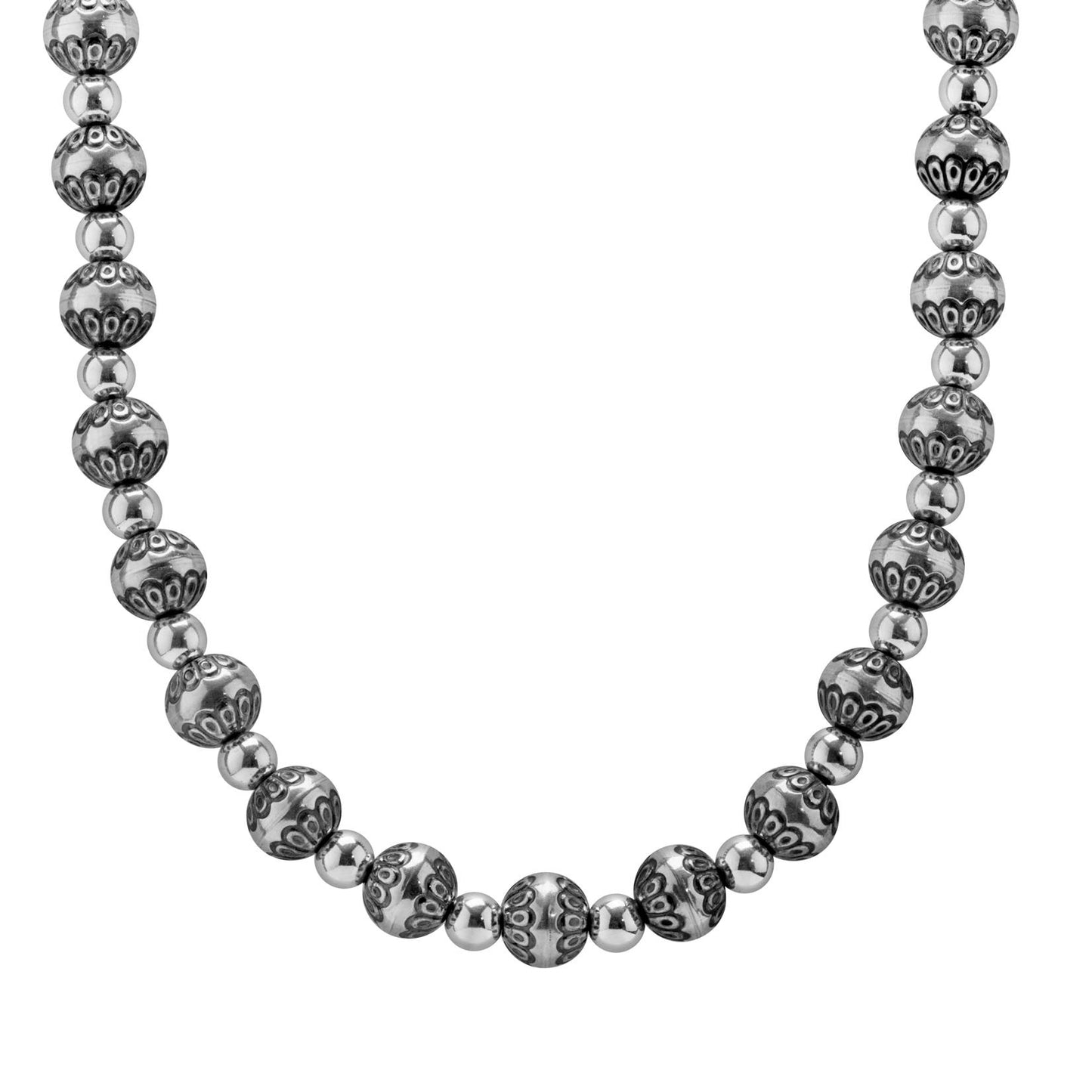 Sterling Silver Native Pearl Bead Necklace, 24 to 27 Inches