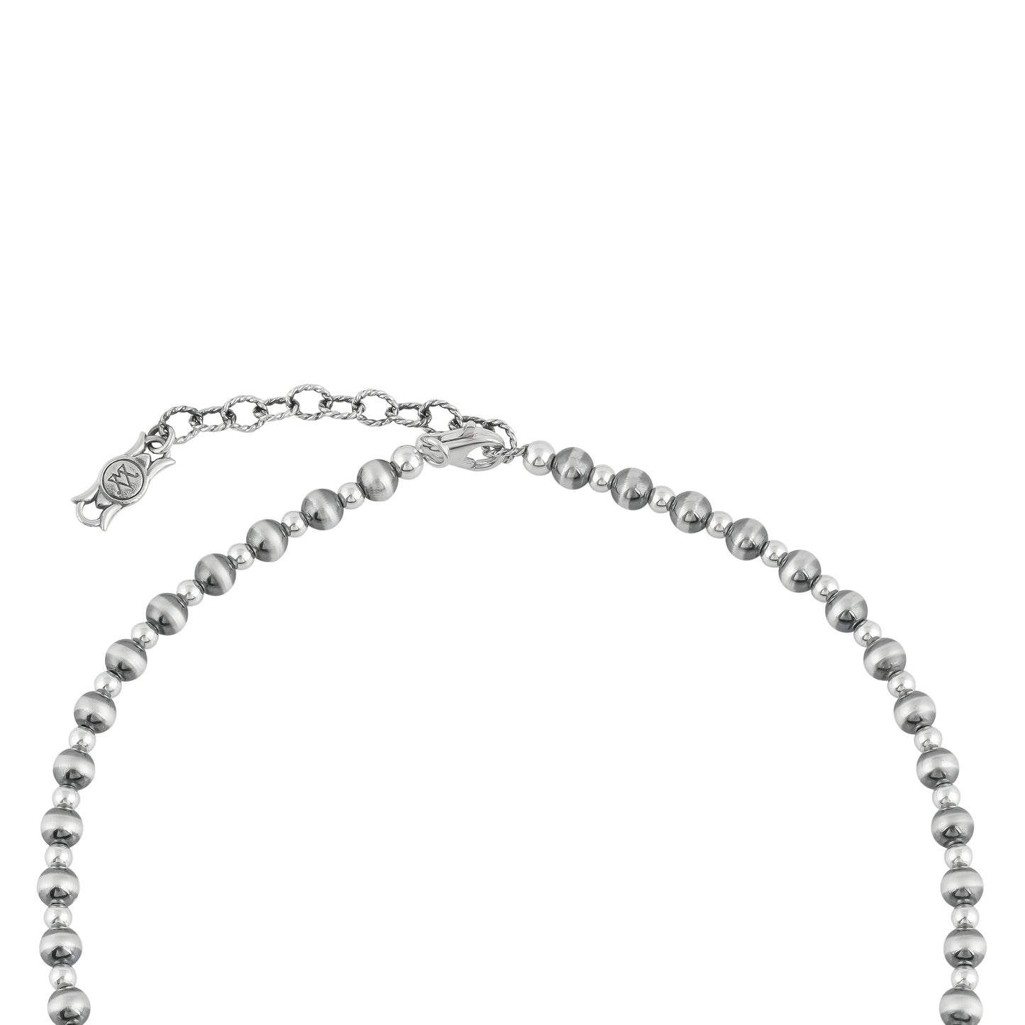 Sterling Silver Peak Squash Blossom Beaded Necklace, 17 to 21 Inches