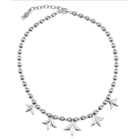 Sterling Silver Peak Squash Blossom Beaded Necklace, 17 to 21 Inches