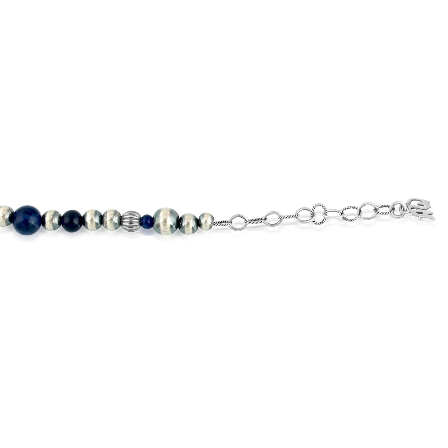 Sterling Silver Sodalite Gemstone Multi Beaded Necklace, 17 to 19 Inches