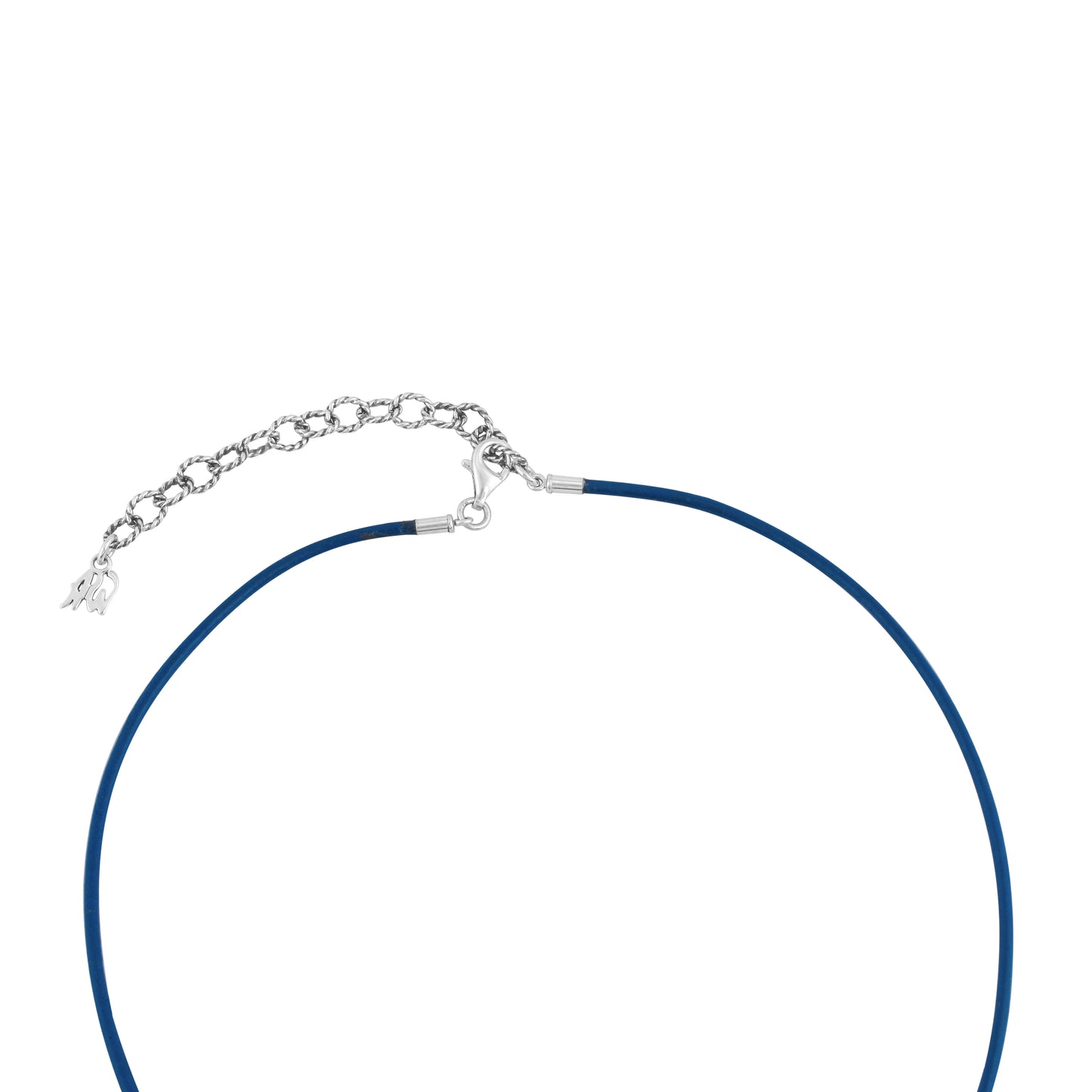 Sterling Silver Triple Feather Blue Genuine Leather Necklace, 17 -20 Inches