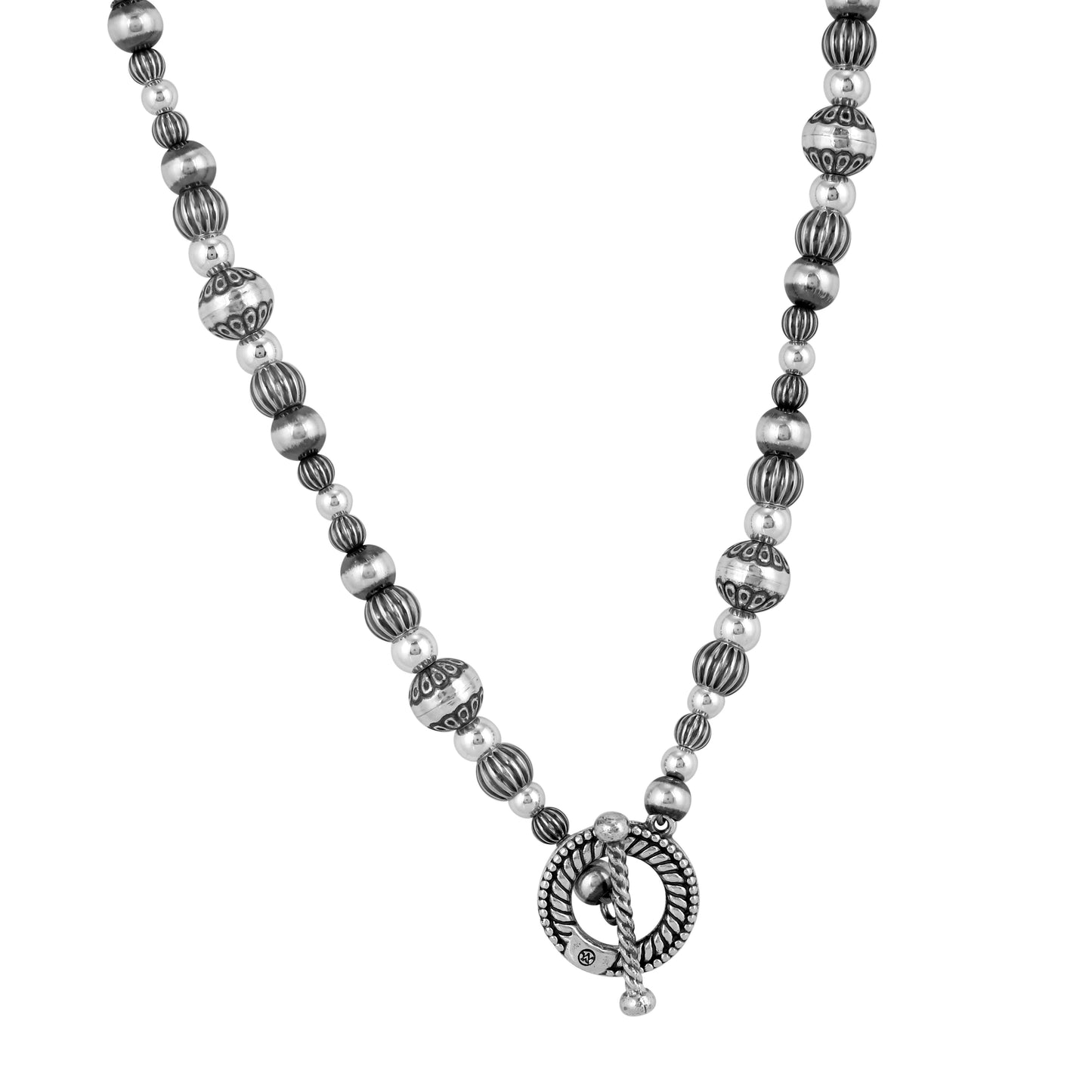 Sterling Silver Native Pearl Mixed Beads Toggle Necklace, 20 Inches