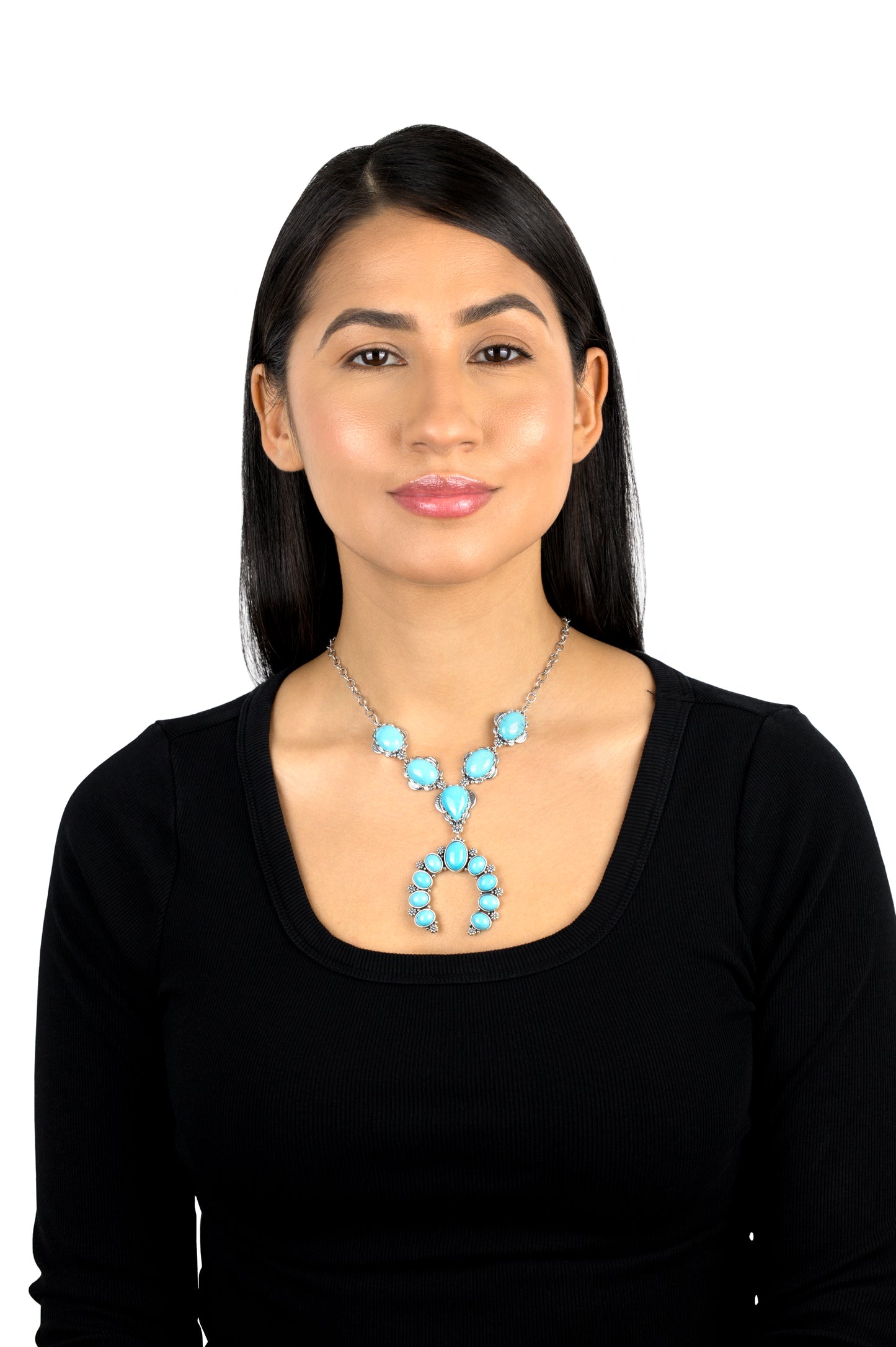EXCLUSIVELY OURS! Sterling Silver Kingman Turquoise V-Shaped Naja Necklace, 17 to 20 Inches