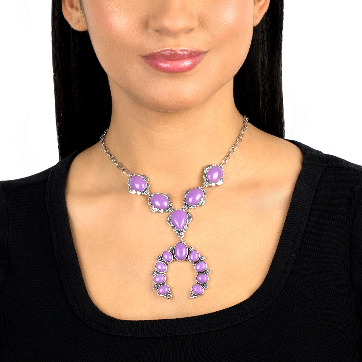 EXCLUSIVELY OURS! Sterling Silver Phosphosiderite V-Shaped Naja Necklace, 17 to 20 Inches