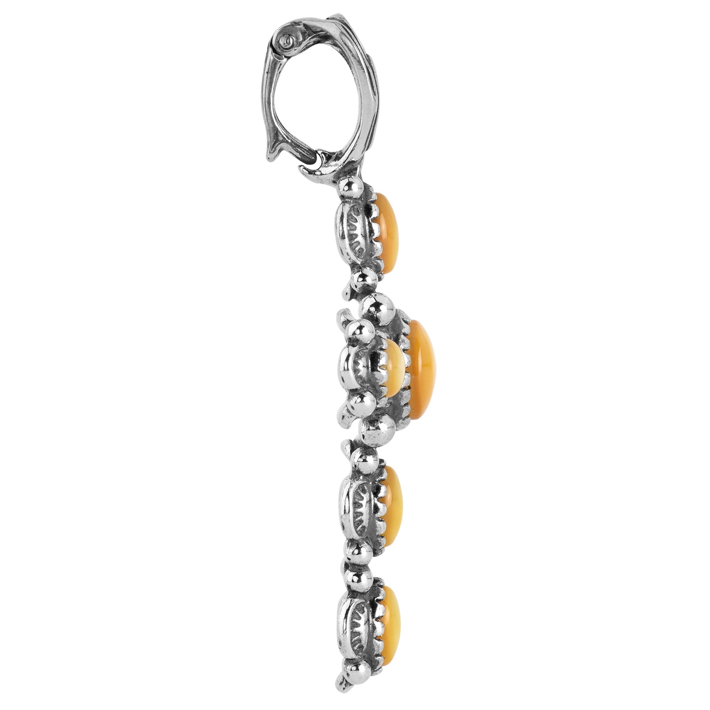 Sterling Silver Yellow Mother of Pearl Gemstone Cross Pendant Enhancer