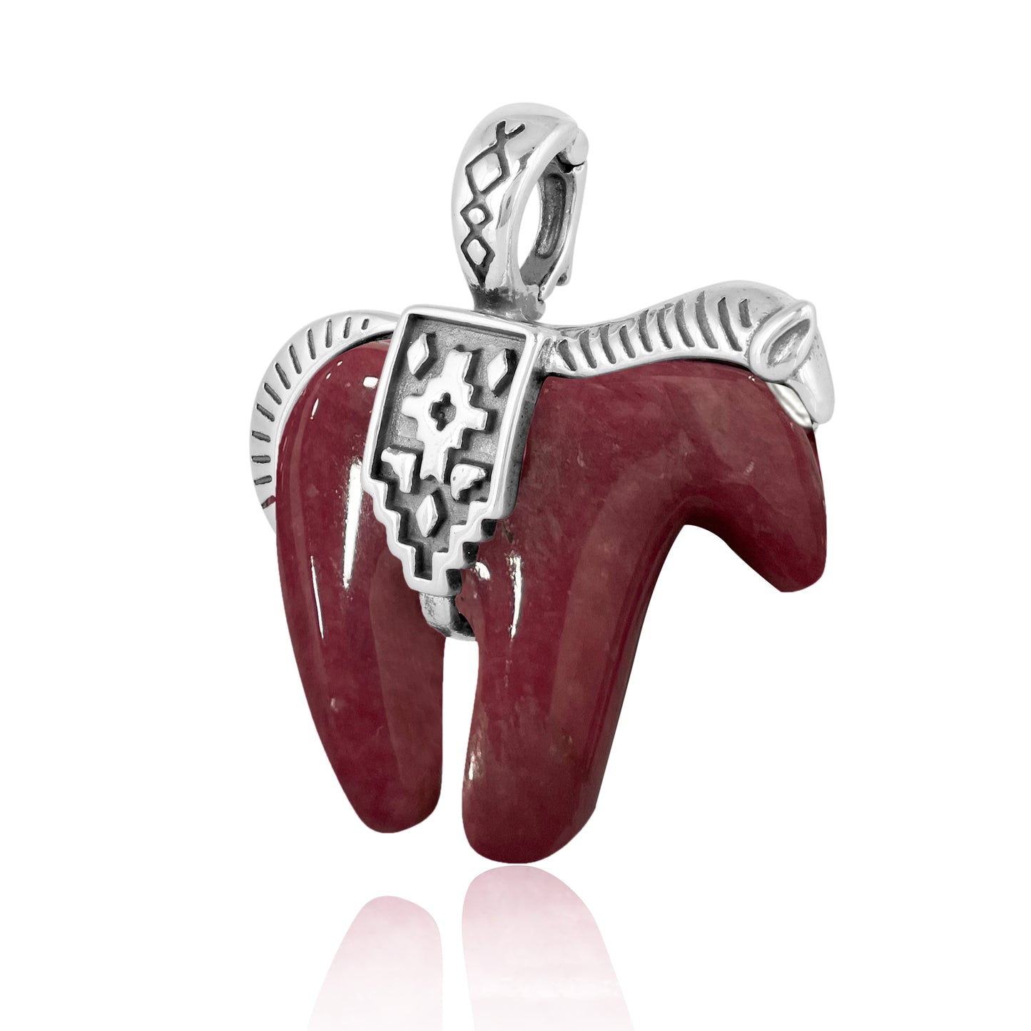 Sterling Silver Rhodonite Spirit Horse Pendant Enhancer