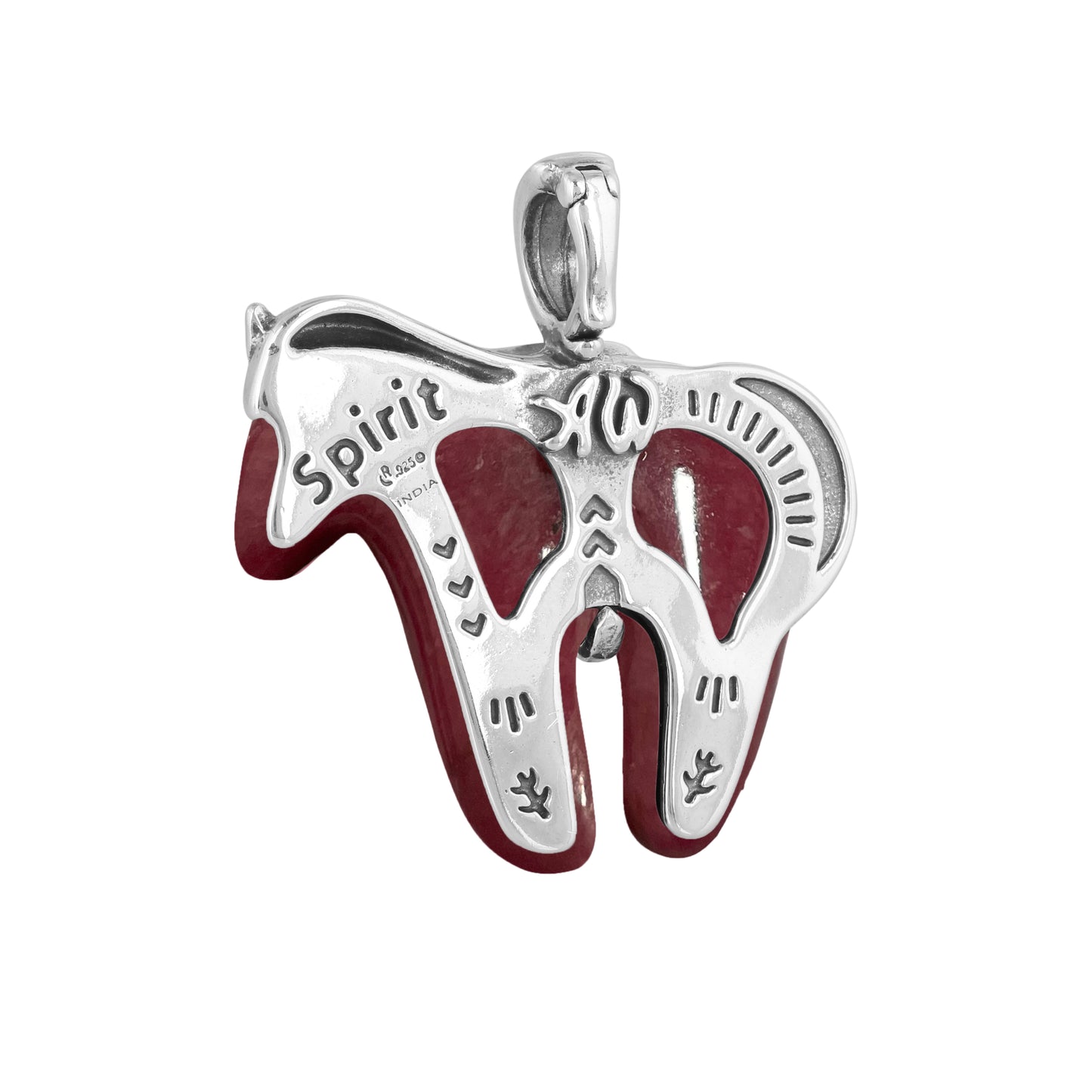 Sterling Silver Rhodonite Spirit Horse Pendant Enhancer